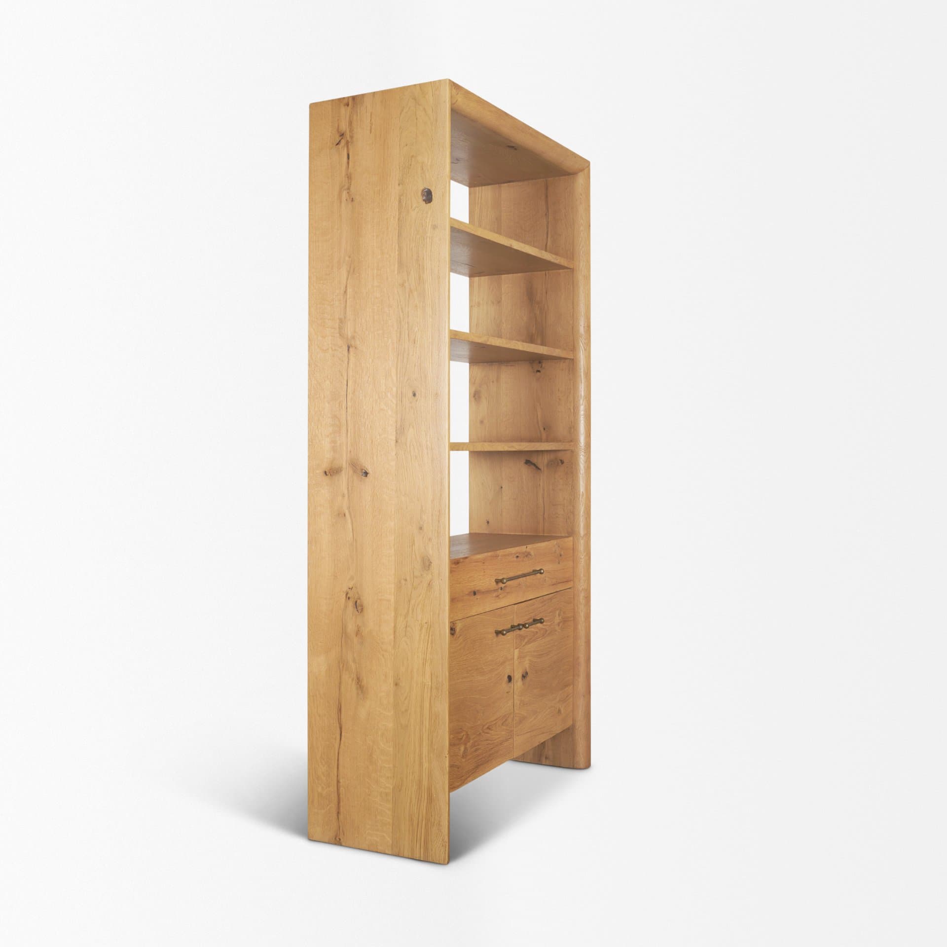 Belford 2-Door Open Light Brown Oak Wood Shelving Unit — product photograph