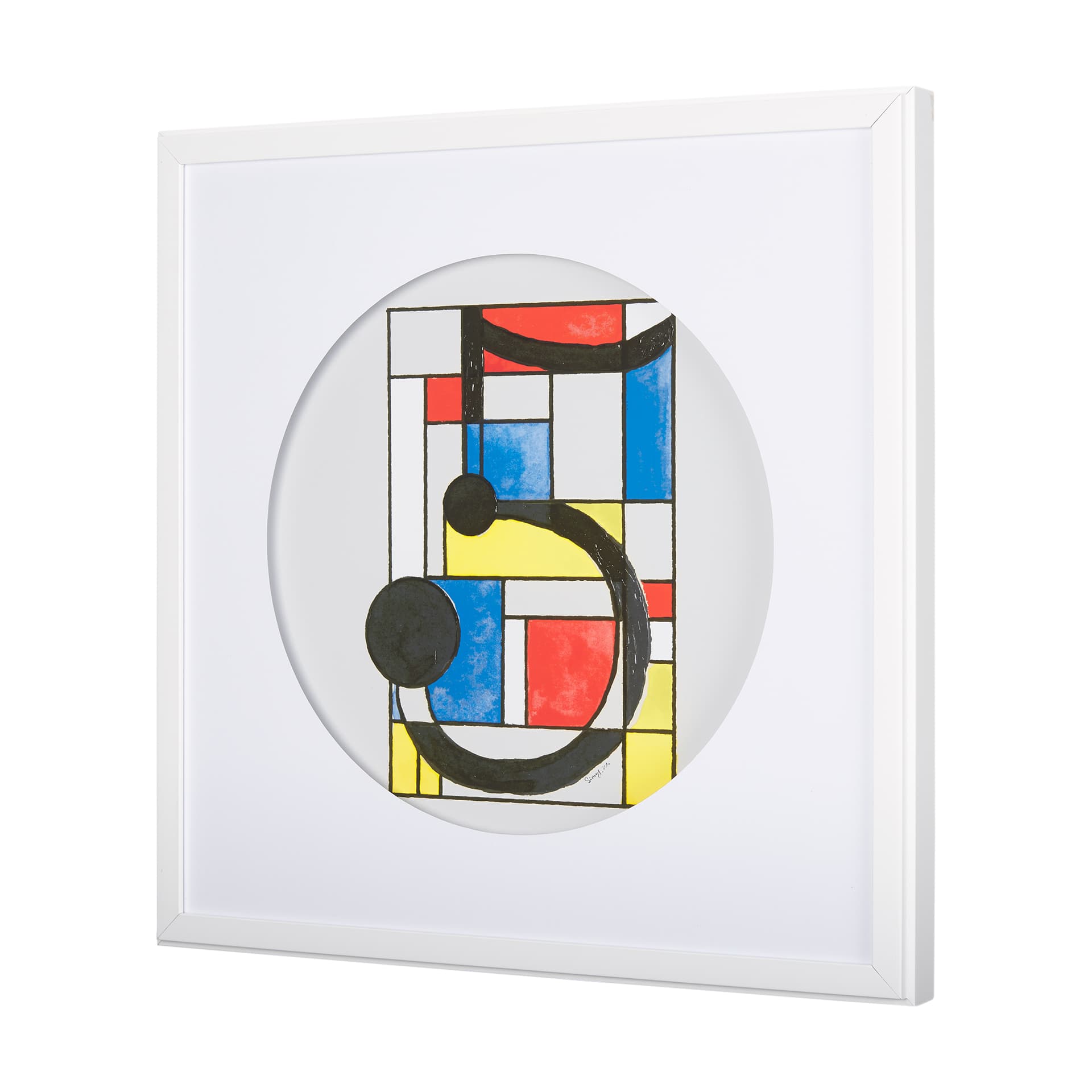 Numbers V by Mercana Studio a Hand Embellished Textured Framed Art Print Matted under Glass — product photograph