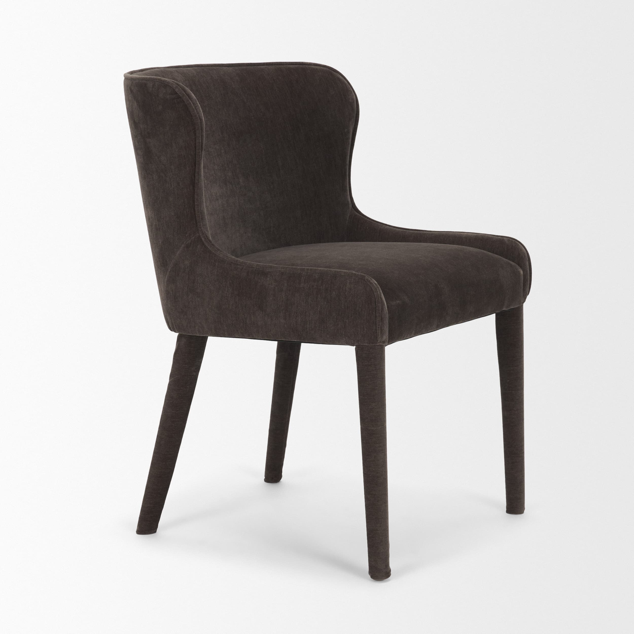 Nolan Wingback Dining Side Chair | Charcoal Chenille w/ Tapered Wood — product photograph