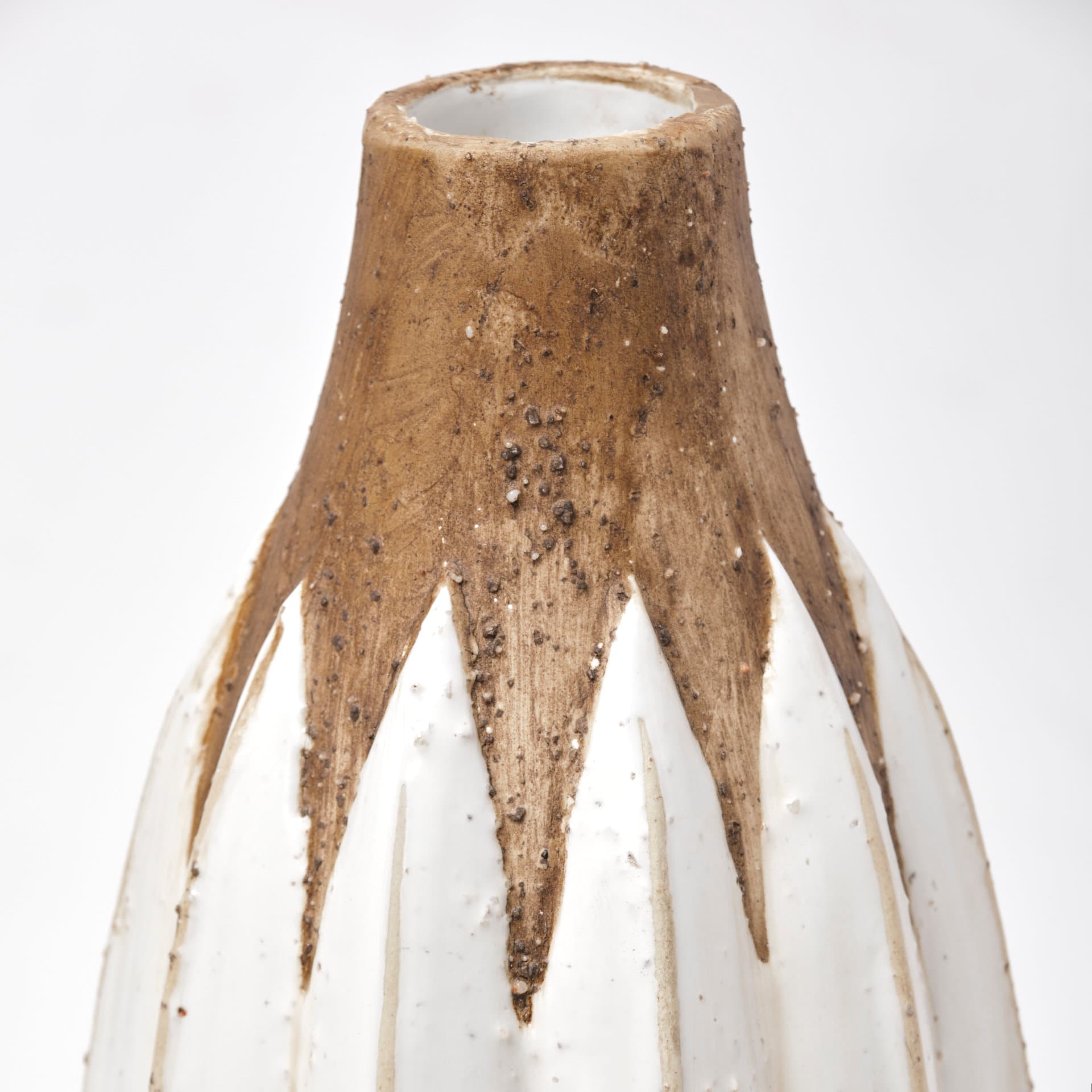 Sisko II Tall Rustic Brown White Ceramic Vase — product photograph