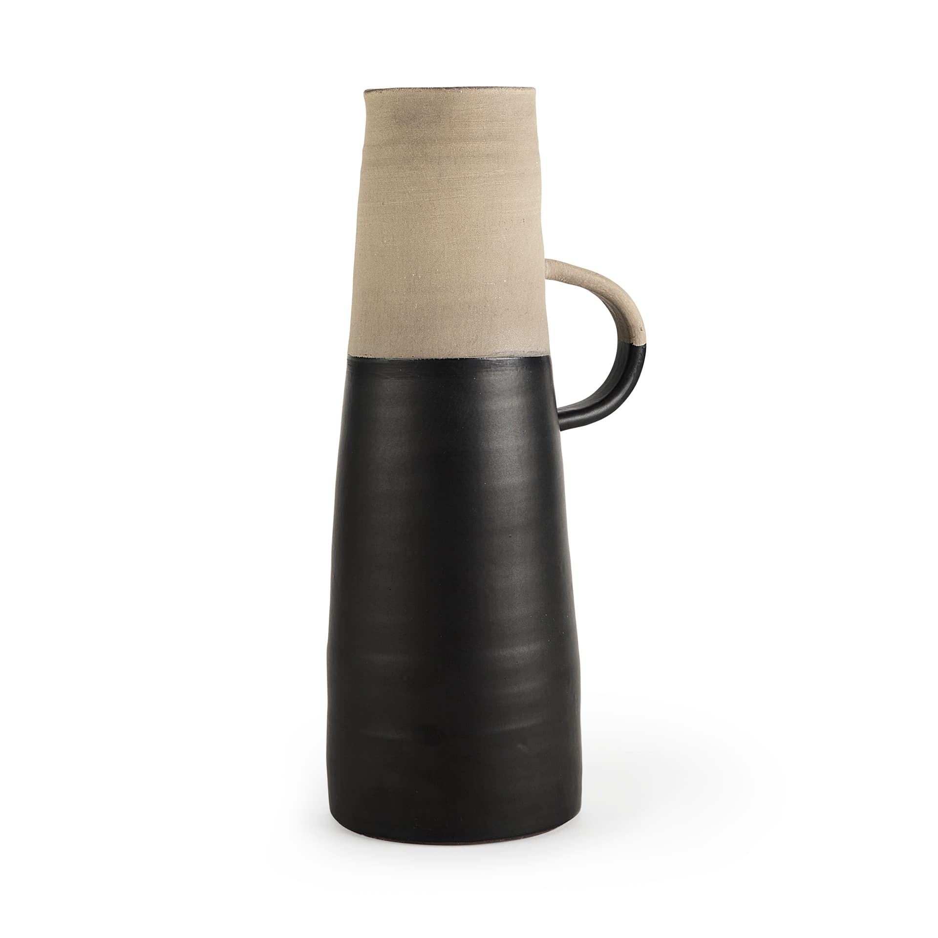 Garand Large 18.8H Two-Toned Black/Natural Ceramic Jug — product photograph