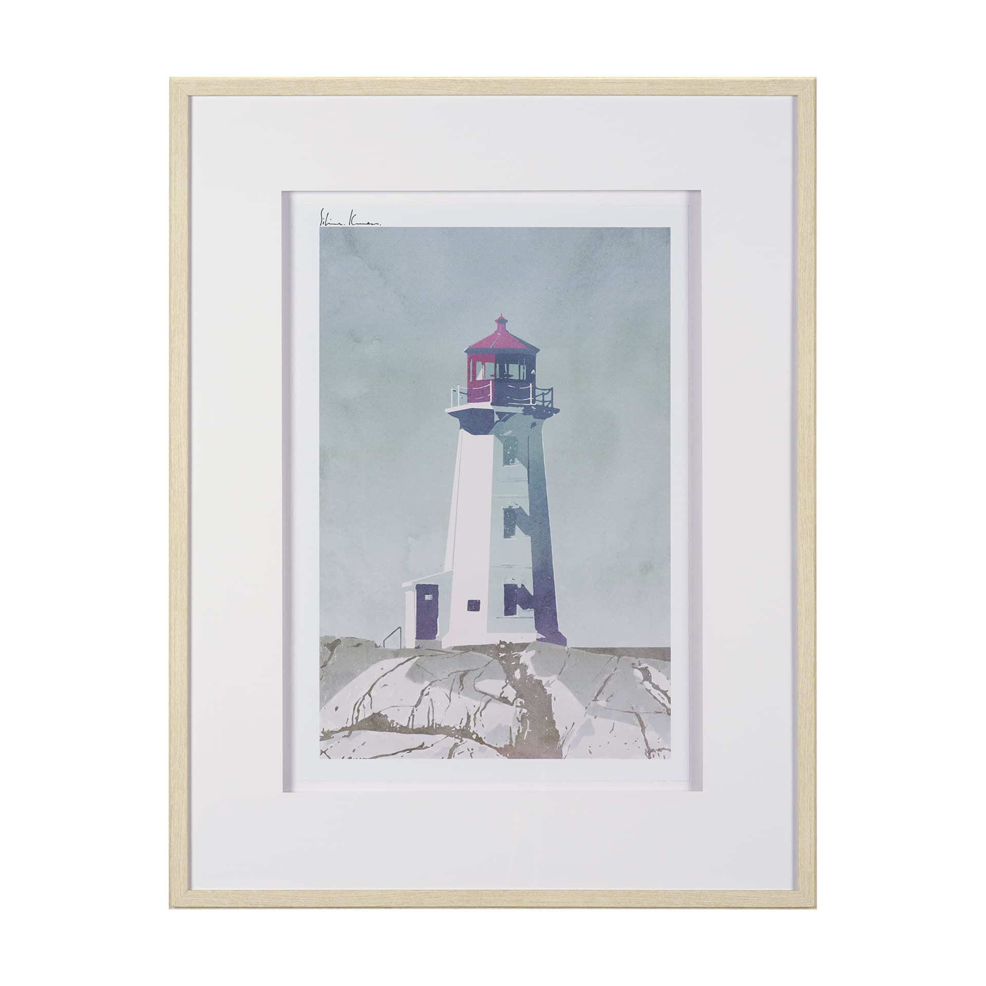 Lighthouse III-Peggy's Cove by Mercana Studio a Hand Embellished Framed Art Print Matted under Glass — product photograph