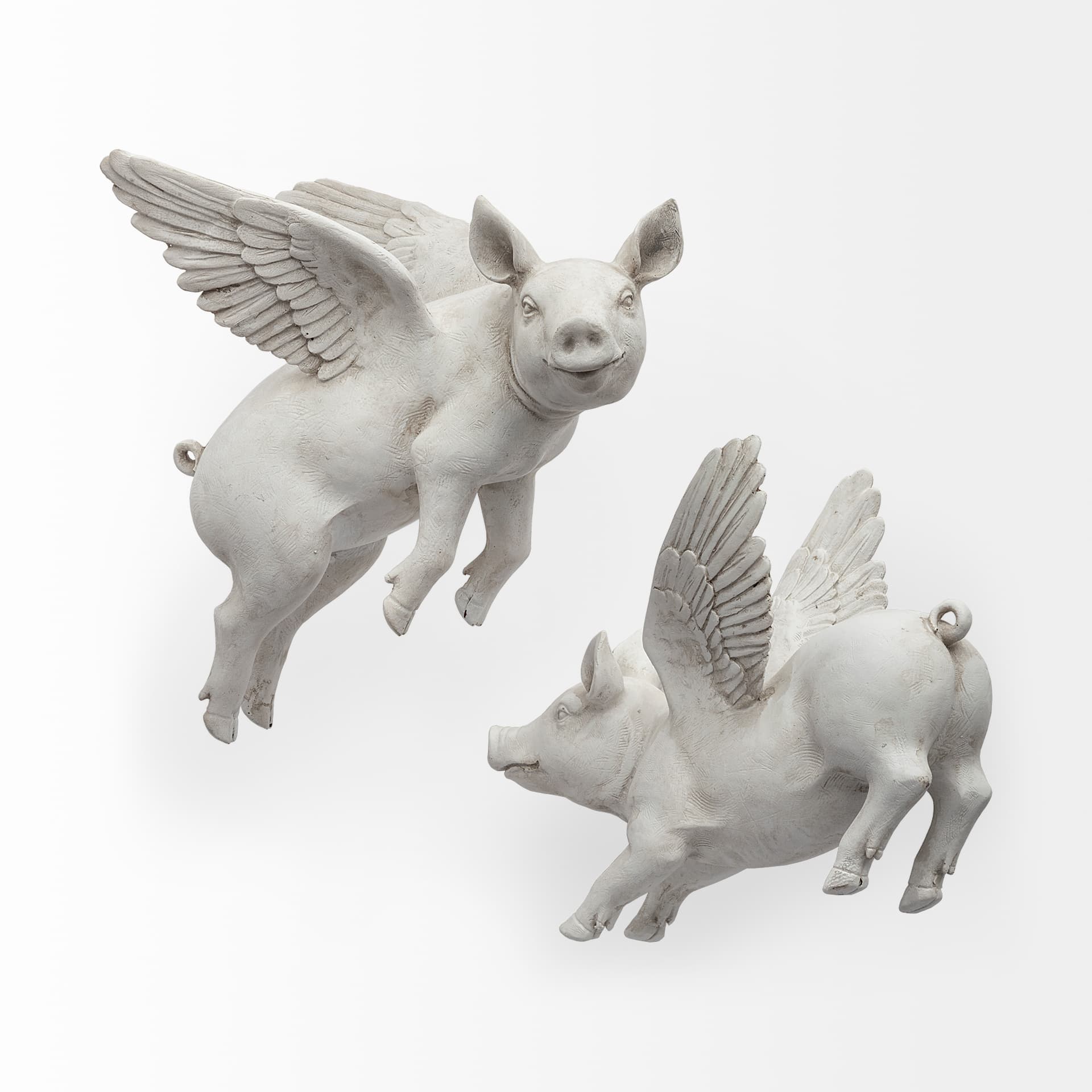 Hogbadi Set of 2 White Flying Pigs — product photograph