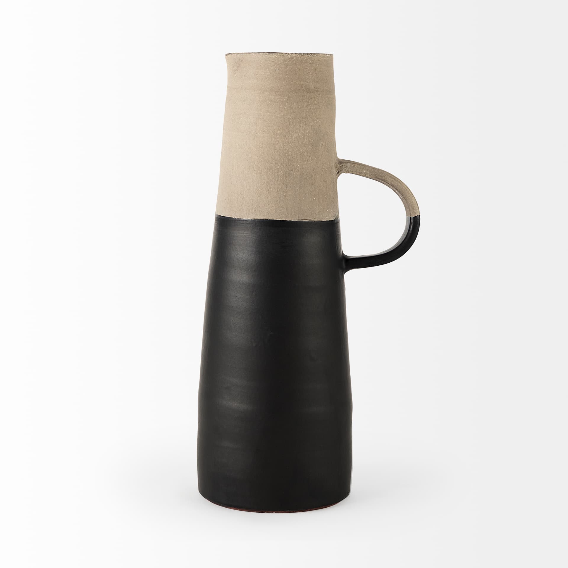 Garand Large 18.8H Two-Toned Black/Natural Ceramic Jug — product photograph