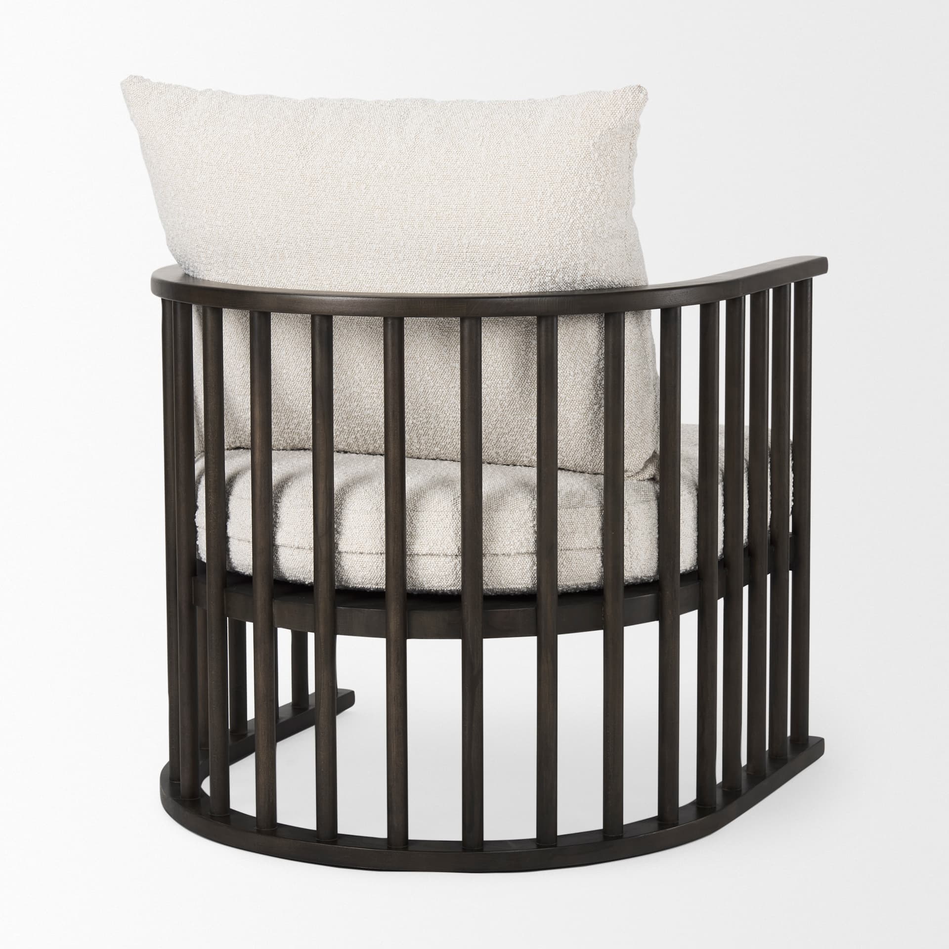 Kopari 30.1L x 30.5W x 37.2H White Boucle Fabric W/Dark Brown Wood Accent Chair — product photograph