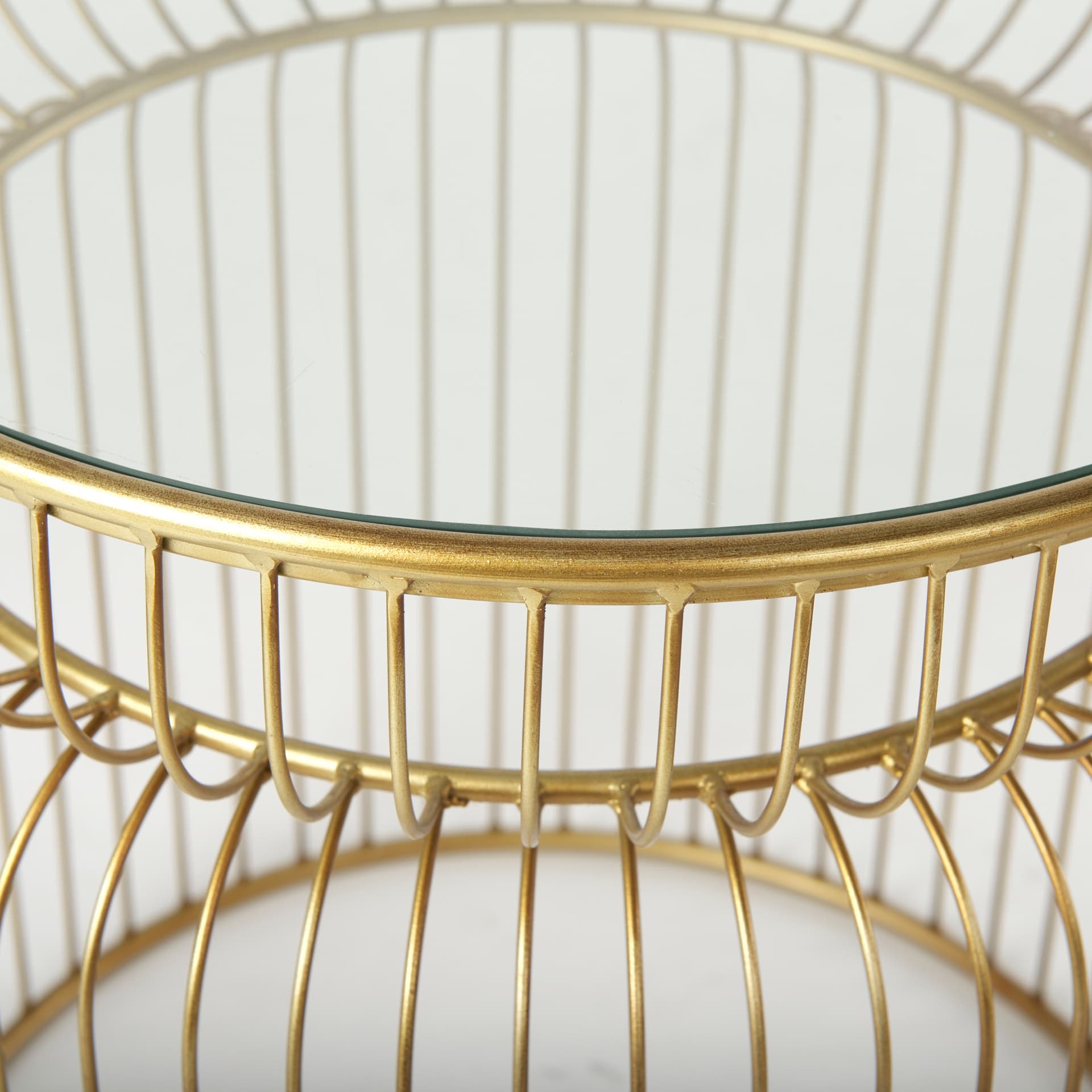 Shani Set of 2 Round, Gold Metal w/ Glass Accent Tables — product photograph