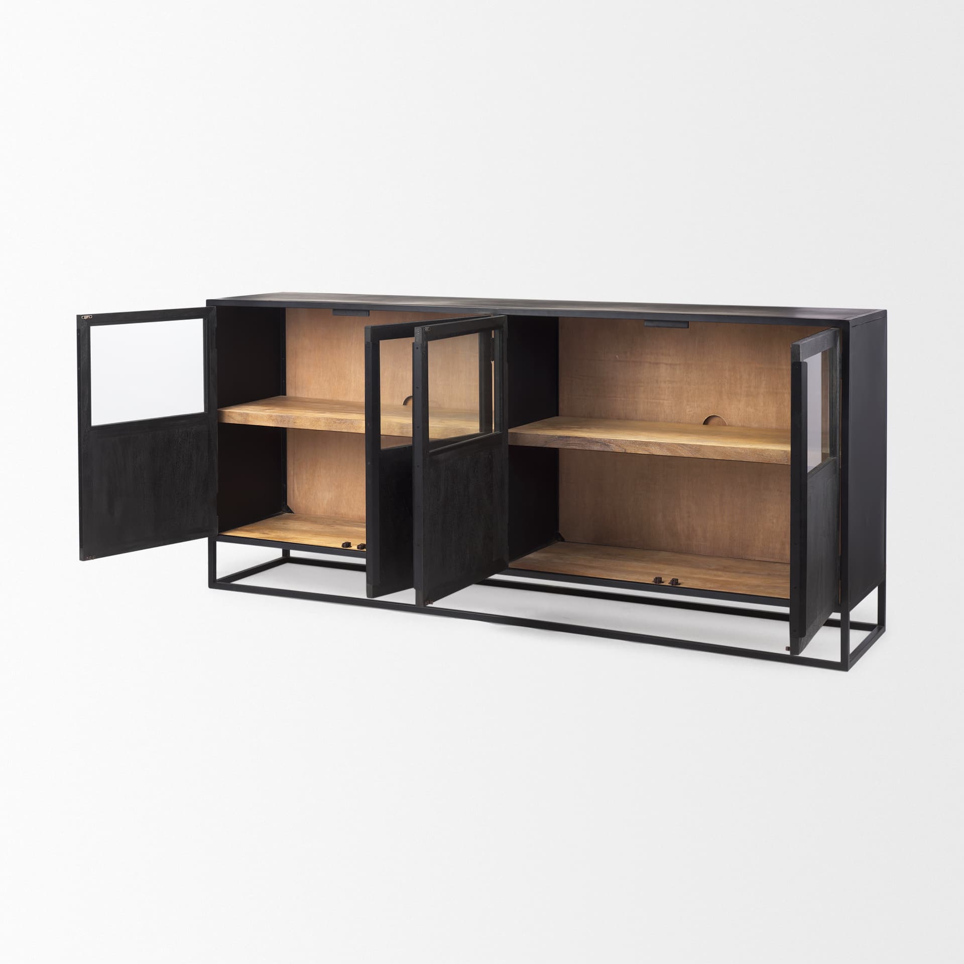 Sloan 80.0L x 17.0W x 36.0H Black Wood W/Black Metal Frame Sideboard — product photograph