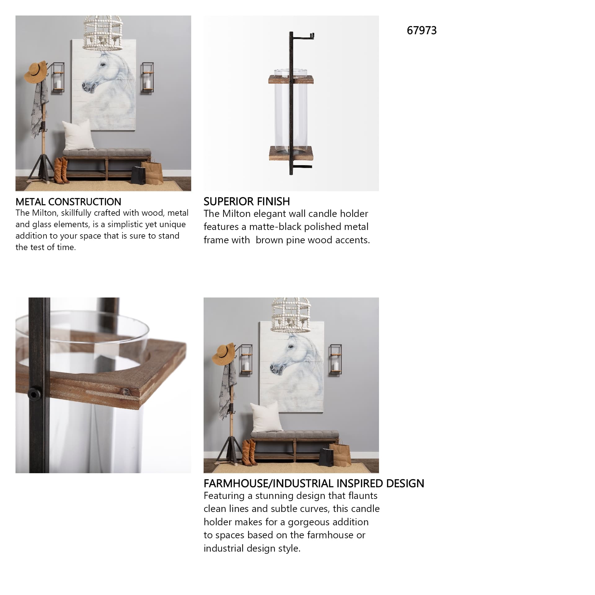 Milton Rustic wall mounted candle holder — in a styled room