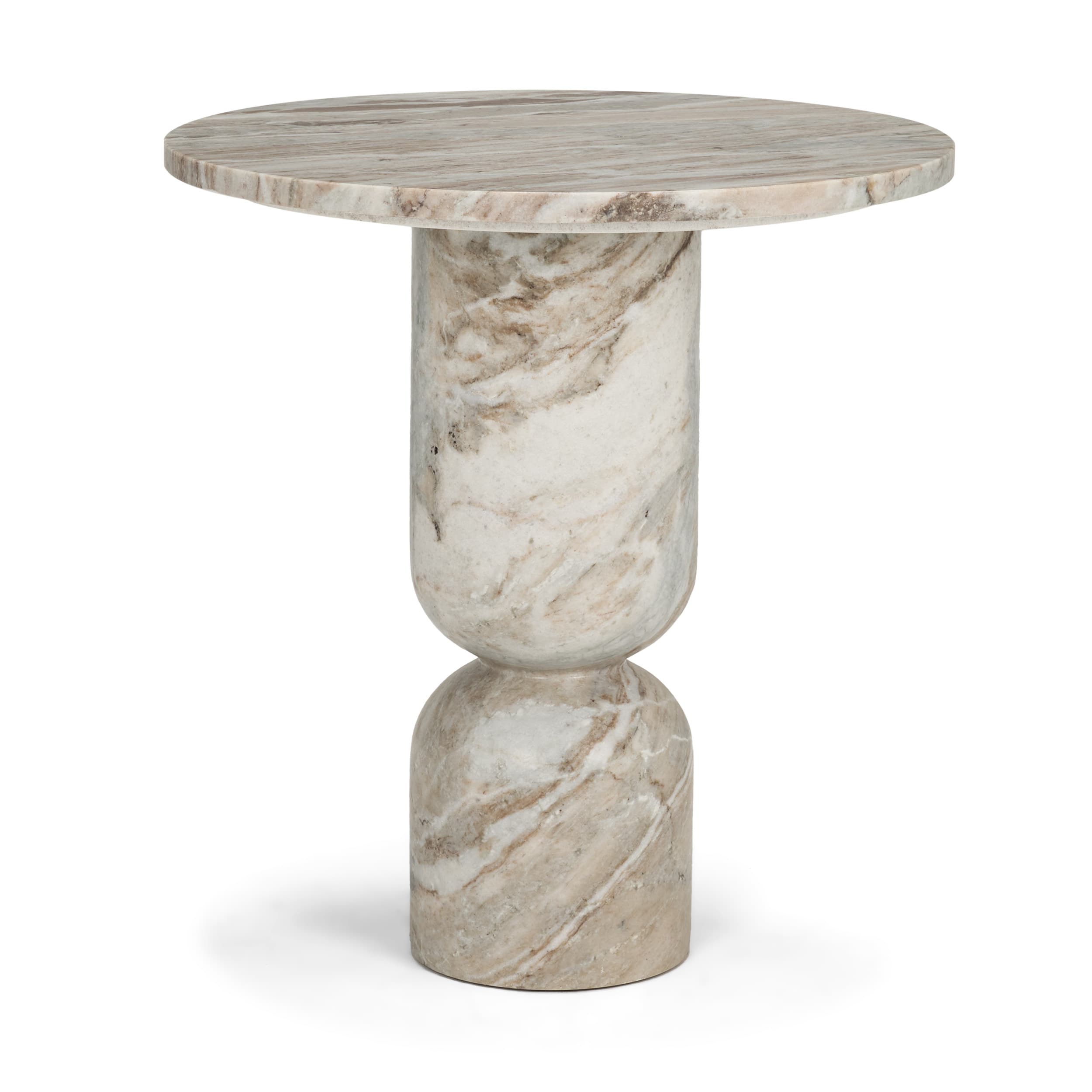 Nylah Solid Pink Marble Round Accent Table — product photograph