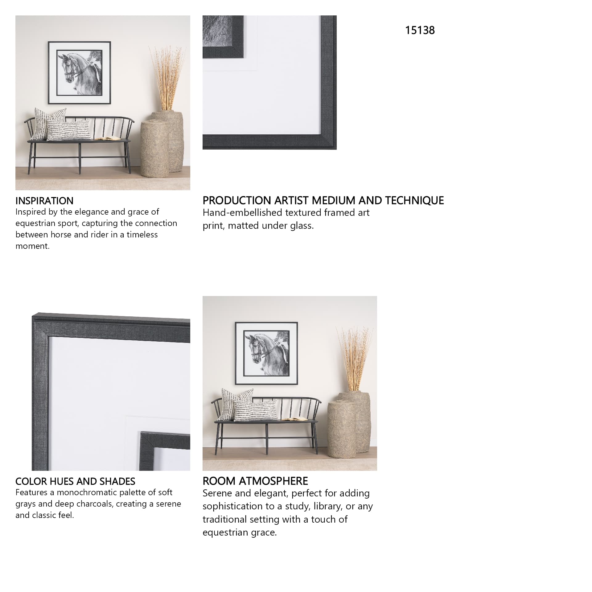 Poised by Mercana Studio a Hand Embellished Textured Framed Art Print Matted under Glass — in a styled room