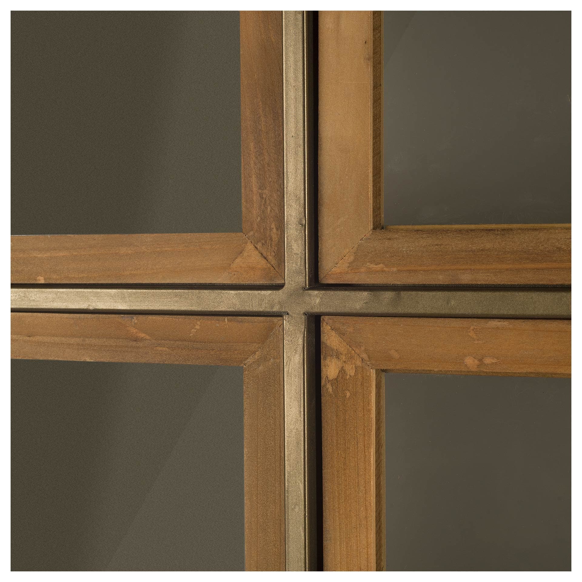 Pandora I 74" H Brown Wood and Metal Glass Door Display Cabinet — product photograph