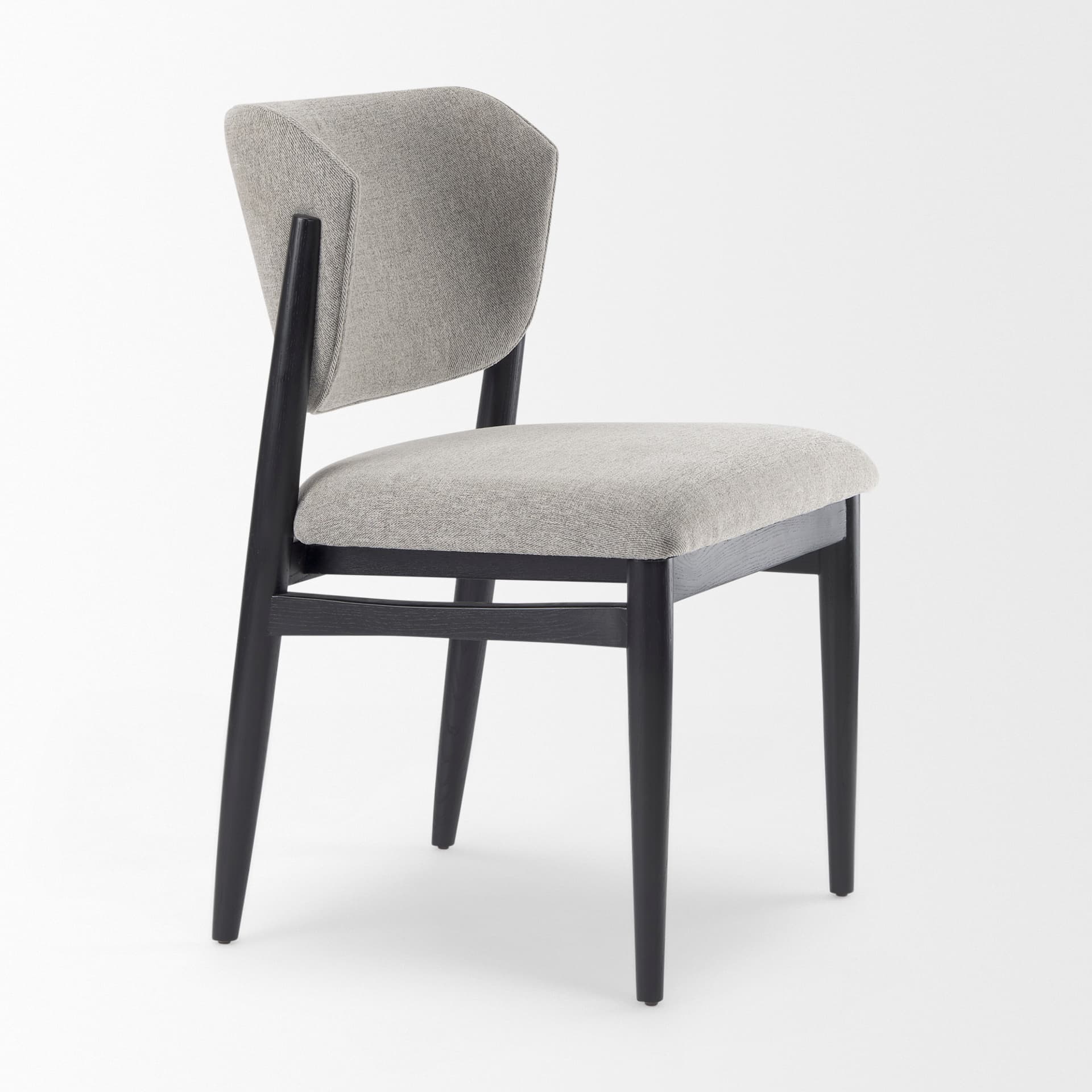 Cline Curved Back Dining Side Chair | Gray Fabric w/ Black Wood — product photograph