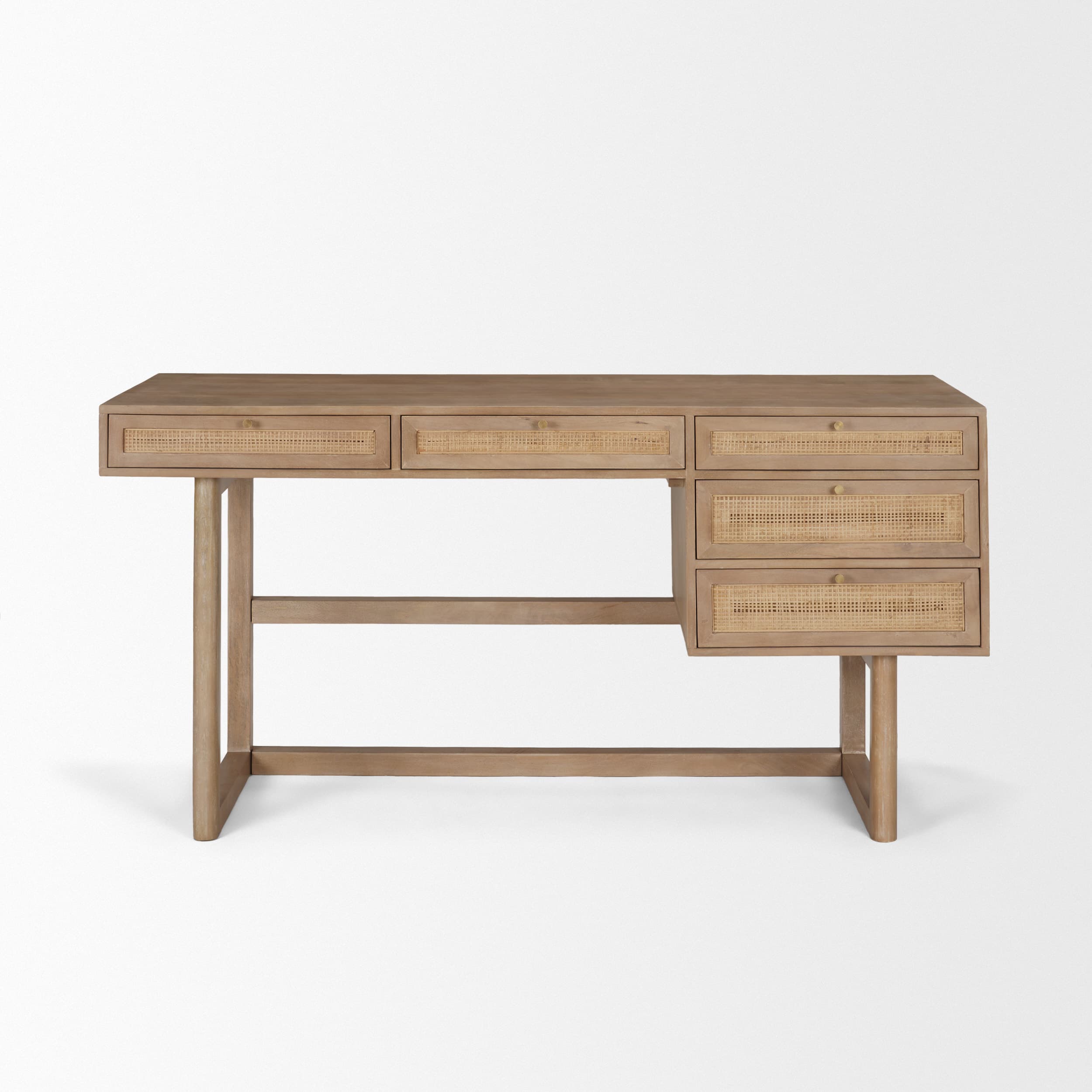 Grier 60" Light Brown Solid Wood W/Cane Office Desk — product photograph