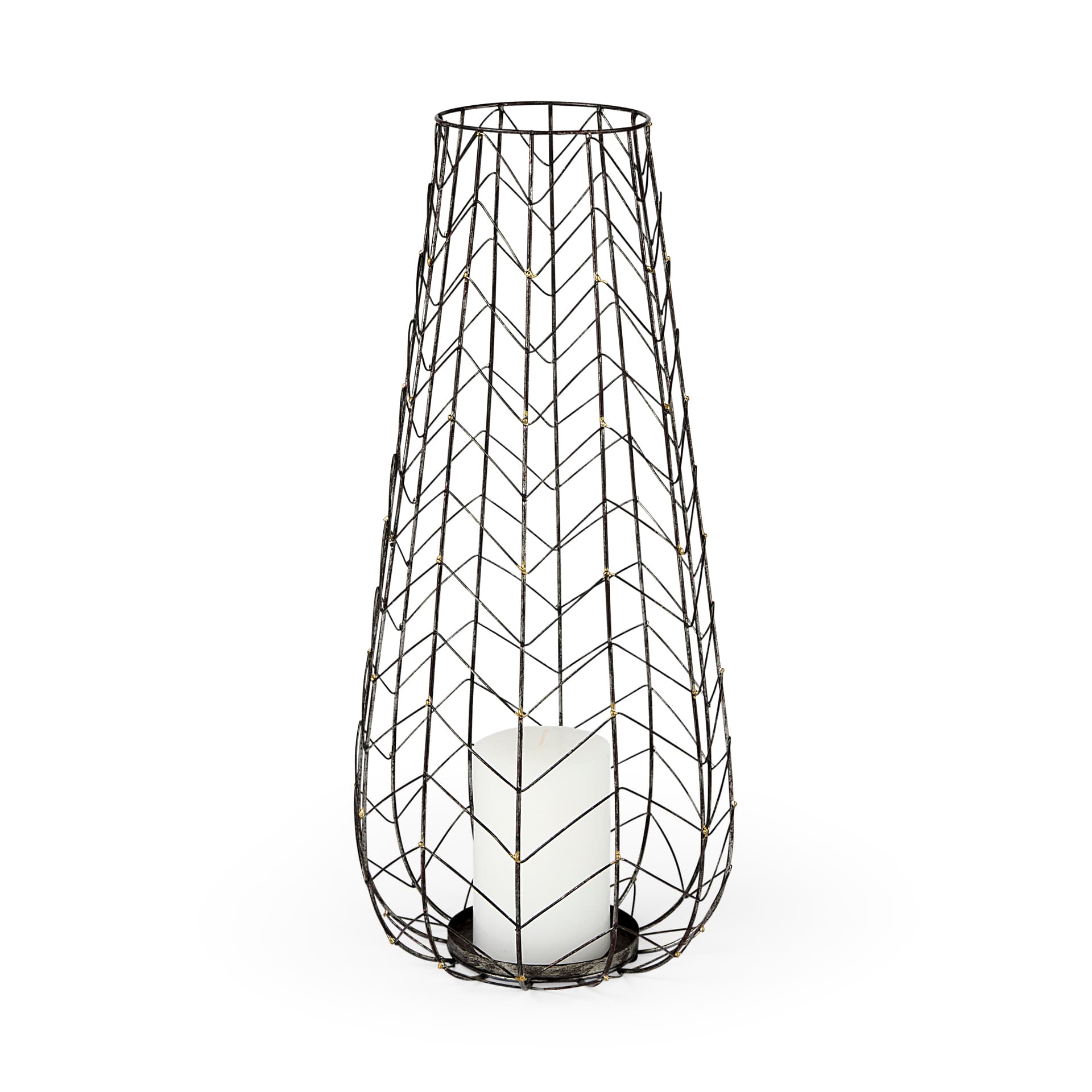 Petiole II Large Gold Toned Metal Table Candle Holder — product photograph