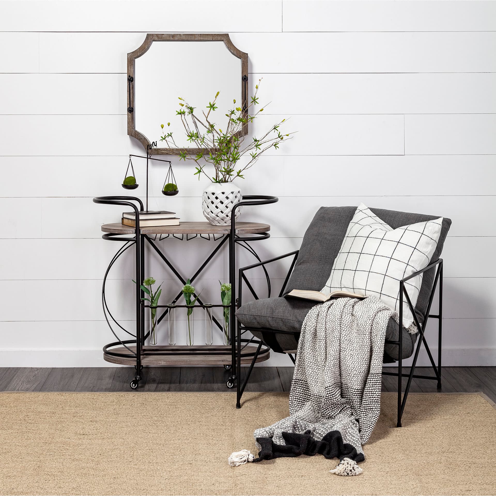 Forillon I Short White Glazed Lattice Pattern Vase — product photograph