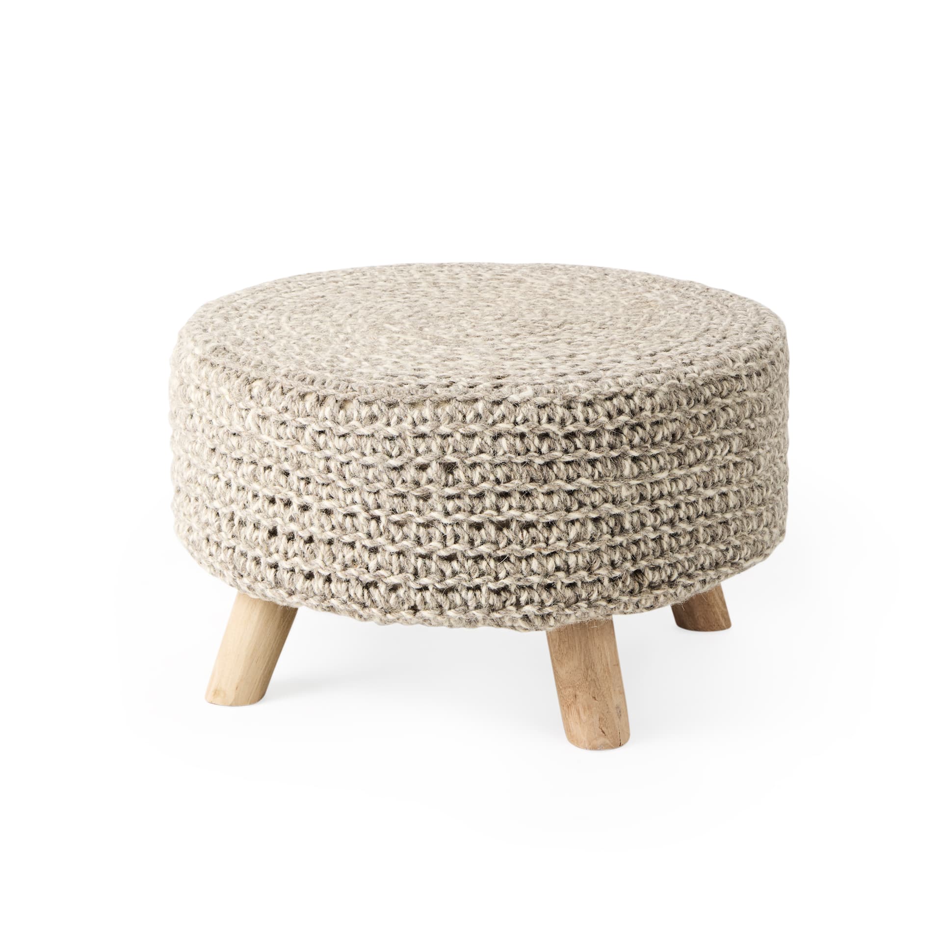 Bina 24.0L x 24.0W x 14.0H Light Gray 4 Legged Wool Stool — product photograph