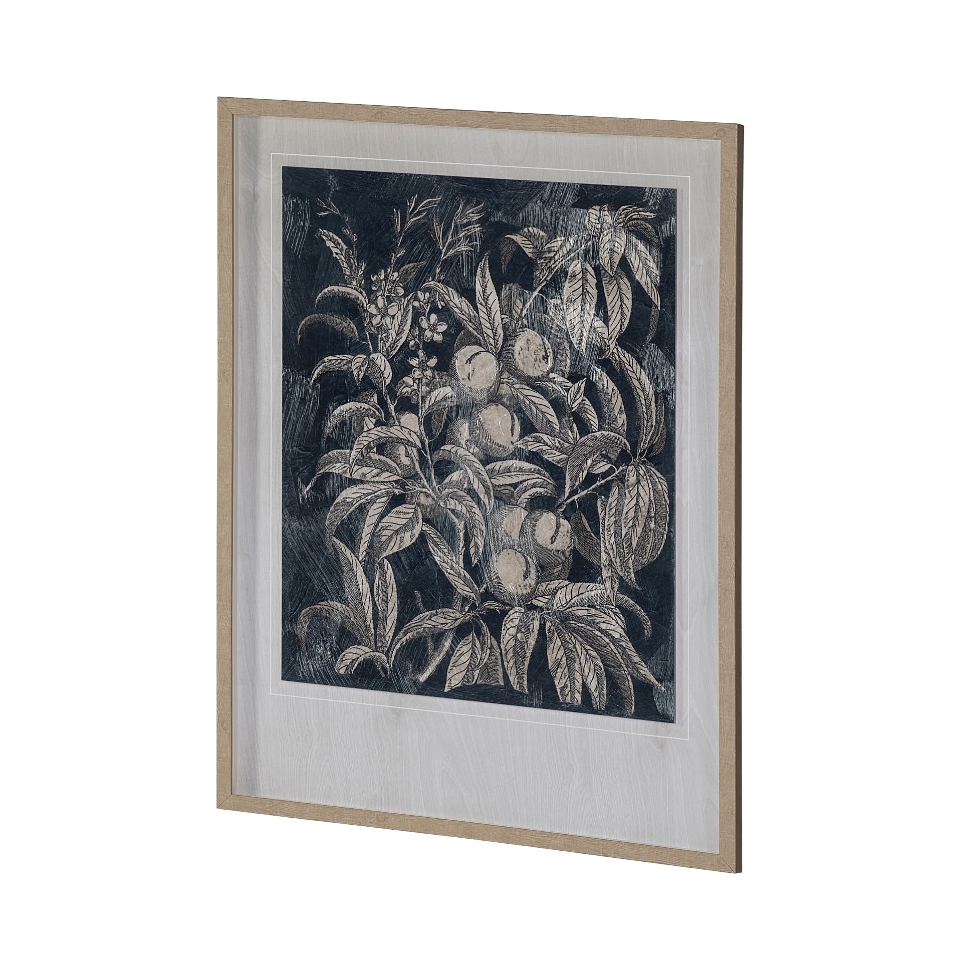 Vintage Fruit & Floral II by Megan Meagher Hand Embellished Framed Art Print Matted under Glass — product photograph