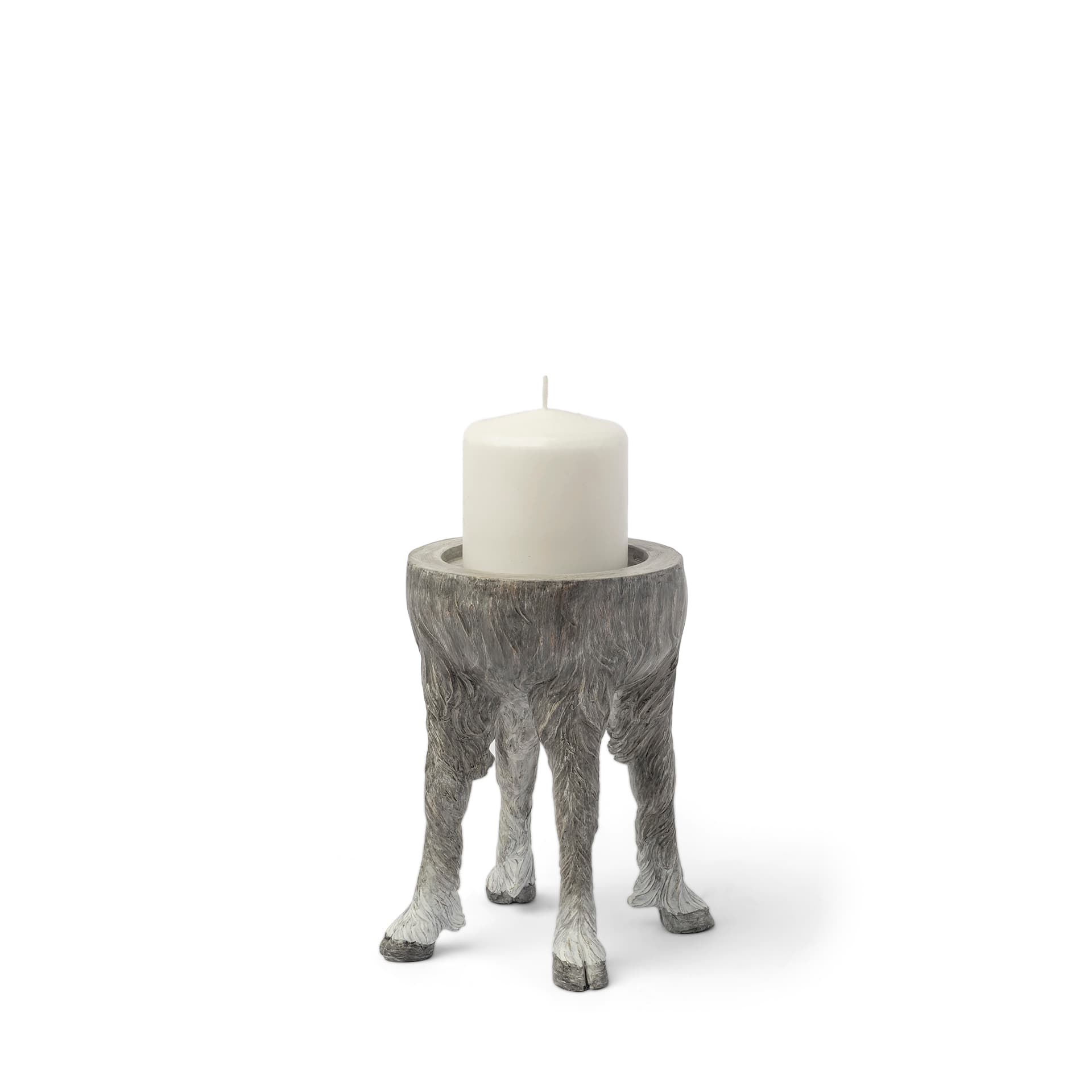 Pan Small Gray Ceramic Hoofed Table Candle Holder — product photograph