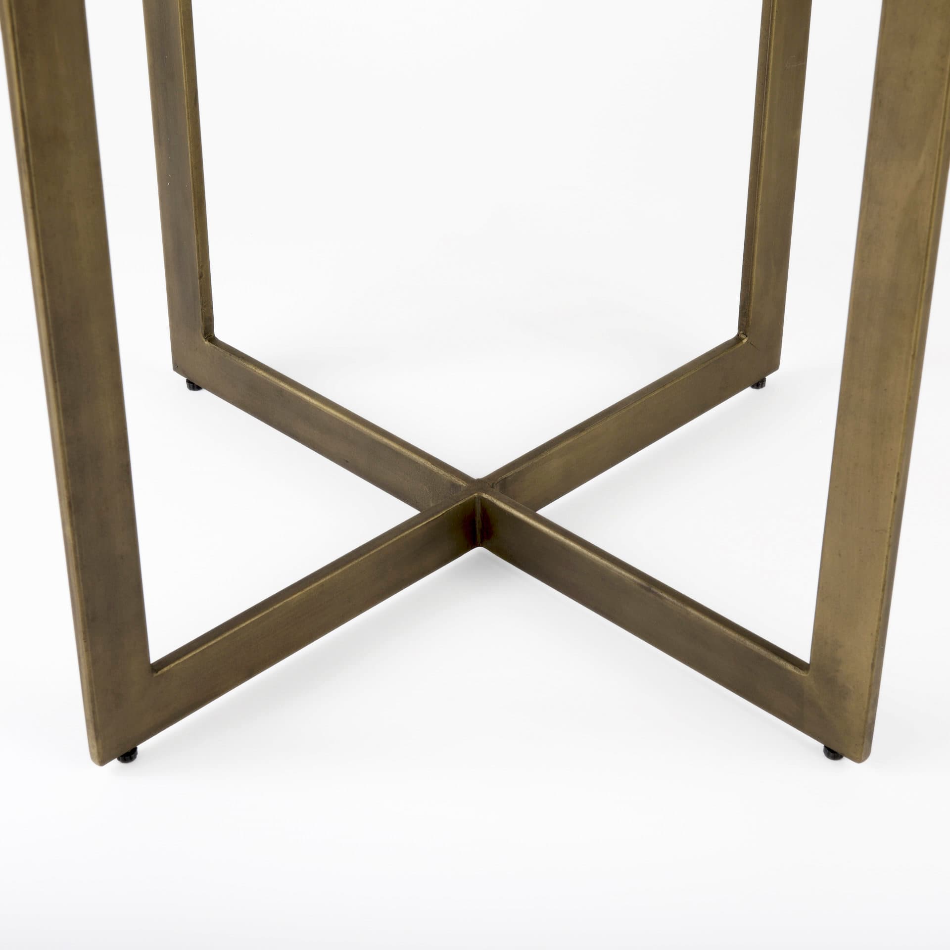 Faye 48"L x 48"W Square Dining Table | Modern | Beige Wood & Antique Gold Metal | Seats 4 — product photograph