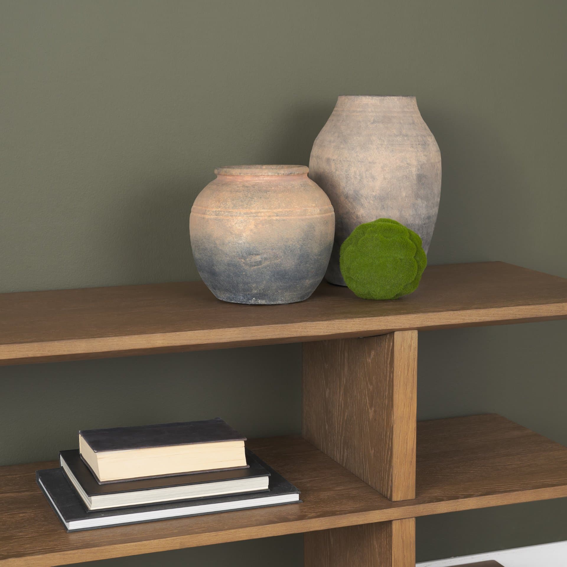 Cotto 13.2H Weathered Wide Mouth Terracotta Urn Vase — in a styled room