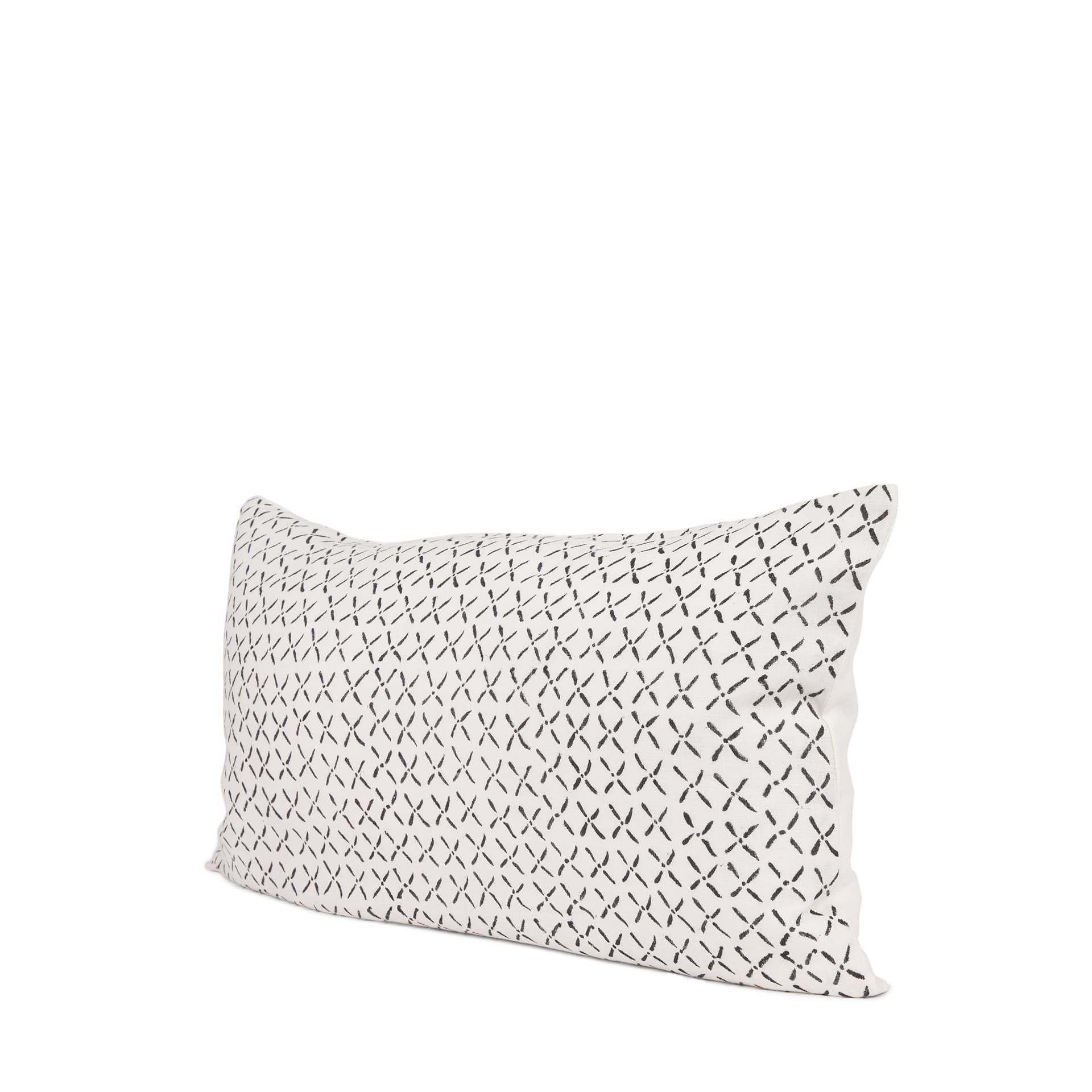 Jayden 14x26 Cream w/ Black Print Linen Lumbar Pillow Cover — product photograph