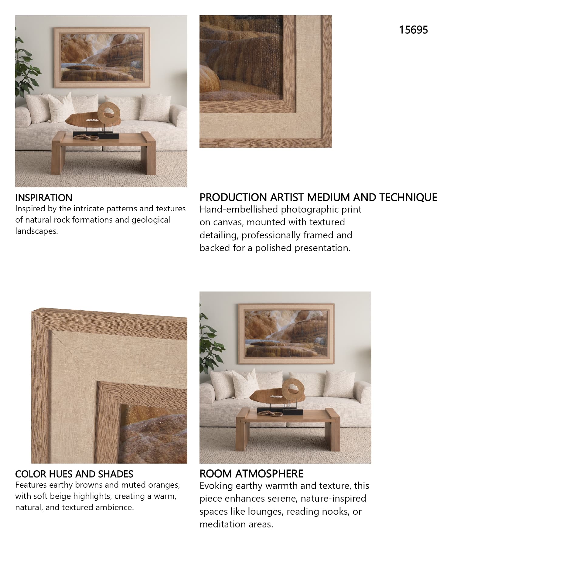 Liquid Travertine by Gary Blatter a Hand Embellished Framed Photo Art Print — in a styled room