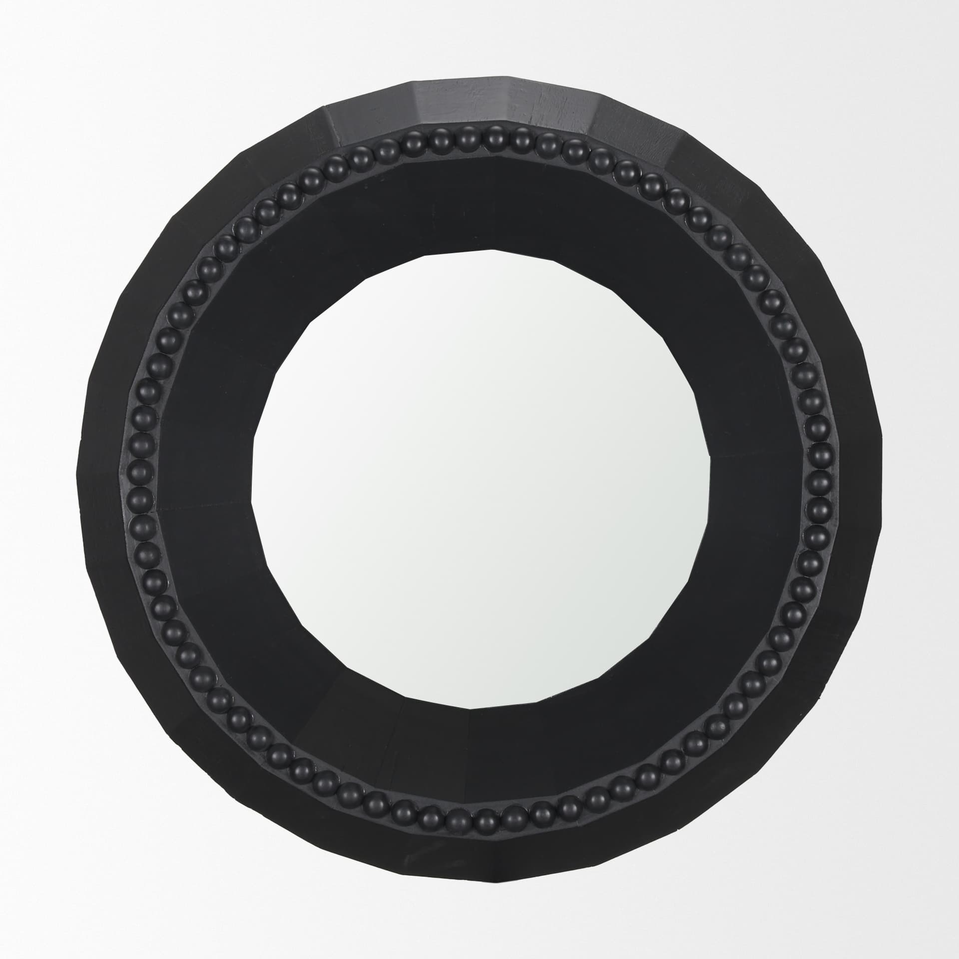 Ranela Black Beaded Wooden Wall Mirror — product photograph