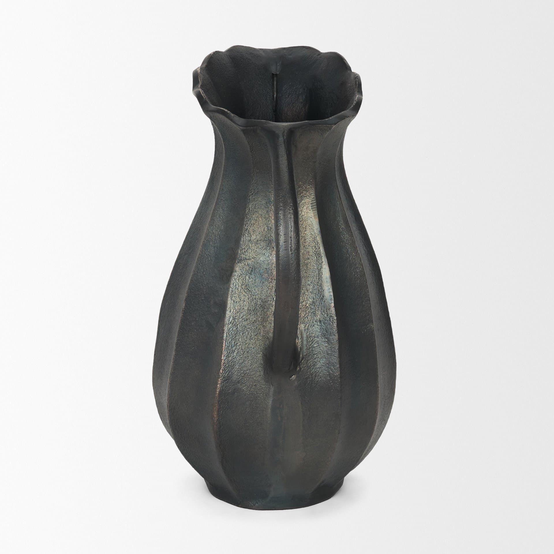 Anya Matte Black Scalloped Petal Cast Metal Jug — product photograph
