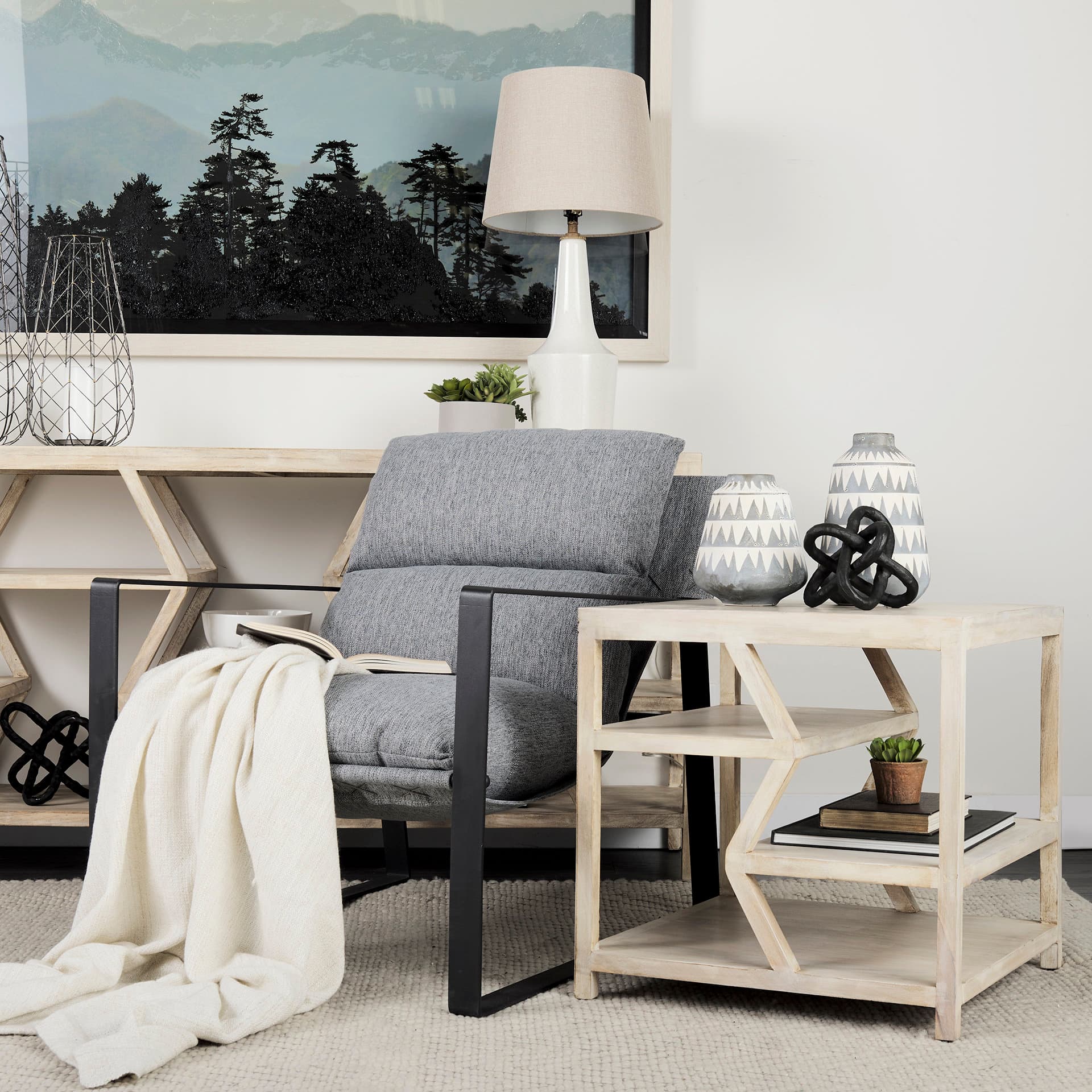 Guilia Castlerock Gray With Metal Frame Sling Accent Chair — product photograph