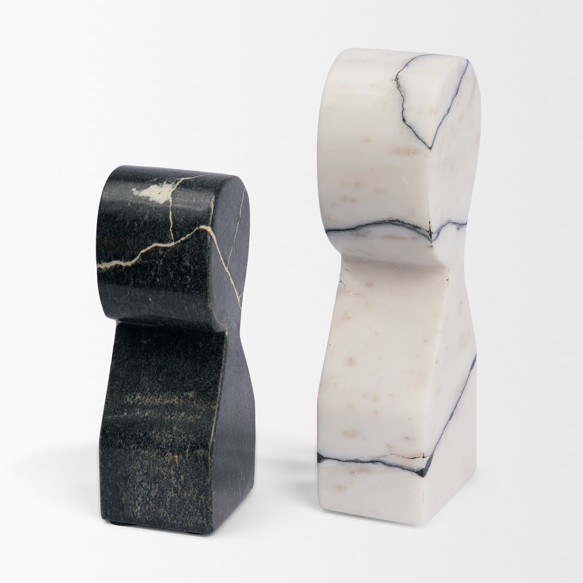 Shadow White & Black Marble Bookends — product photograph