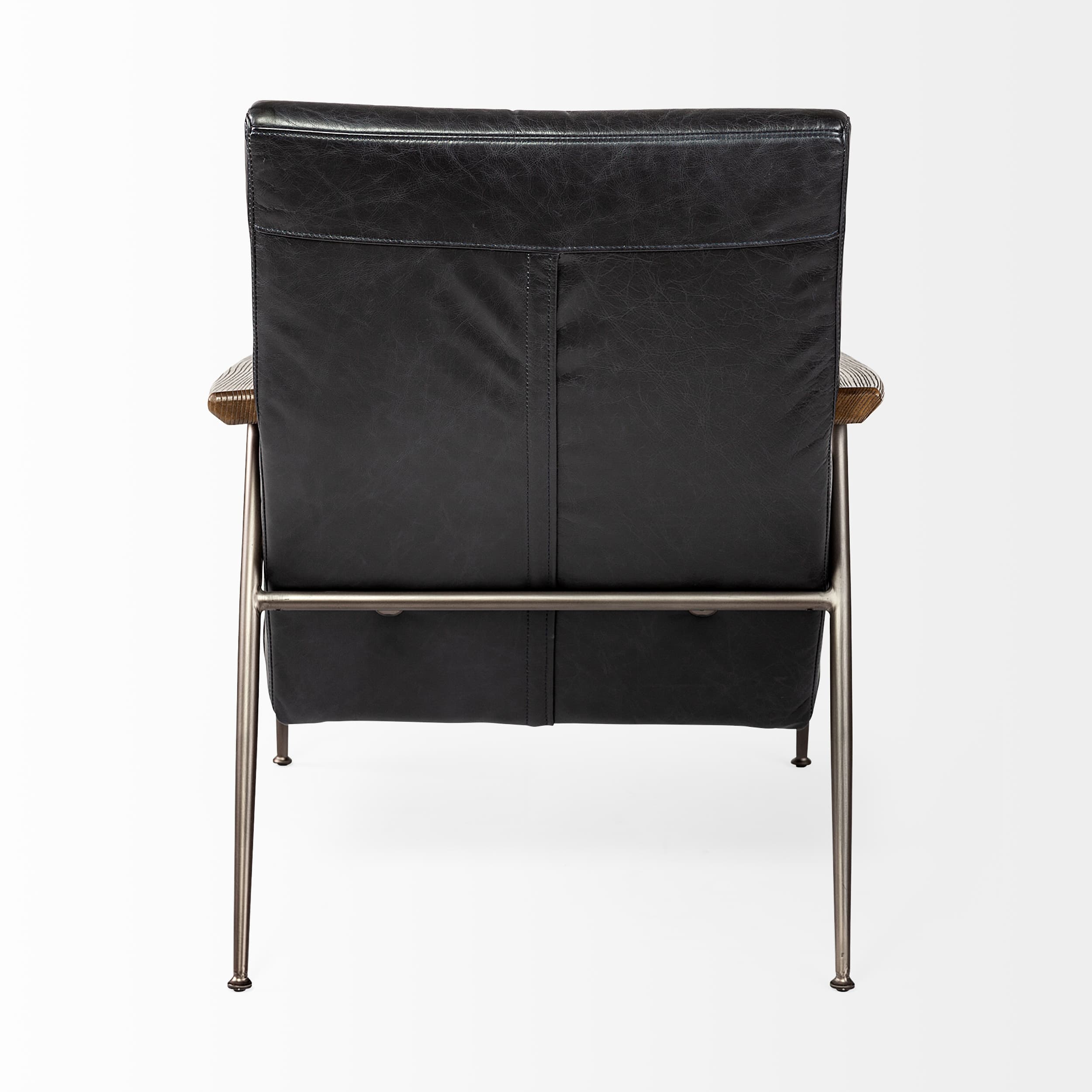 Grosjean Black Leather Wrap Metal Frame Accent Chair — product photograph