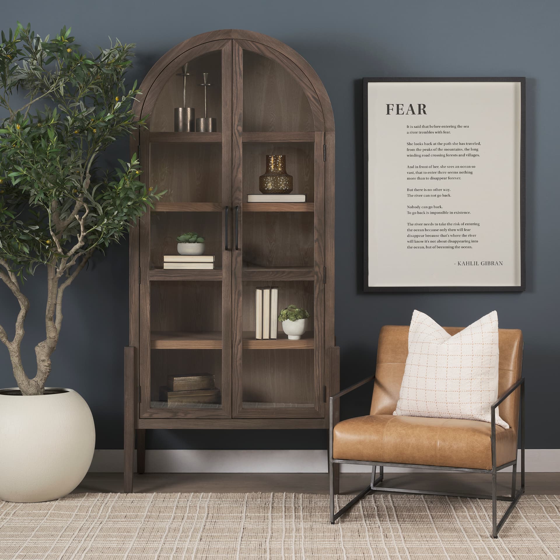 Fear by Mercana Studio a Hand Embellished Framed Art Print Matted under Glass — in a styled room