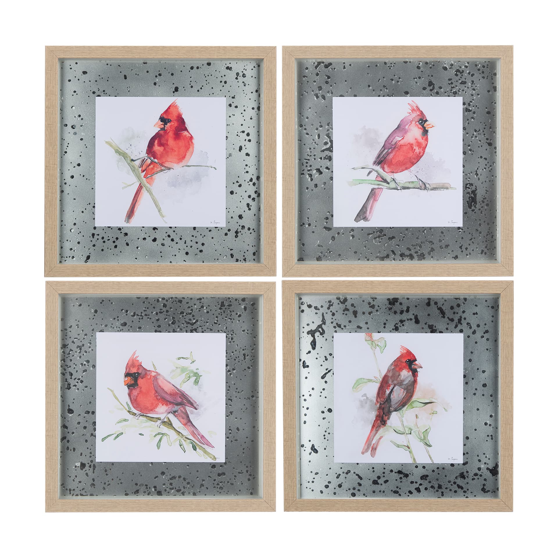 Cardinal I by Mercana Studio a Hand Embellished Textured Framed Art Print Matted under Glass — product photograph
