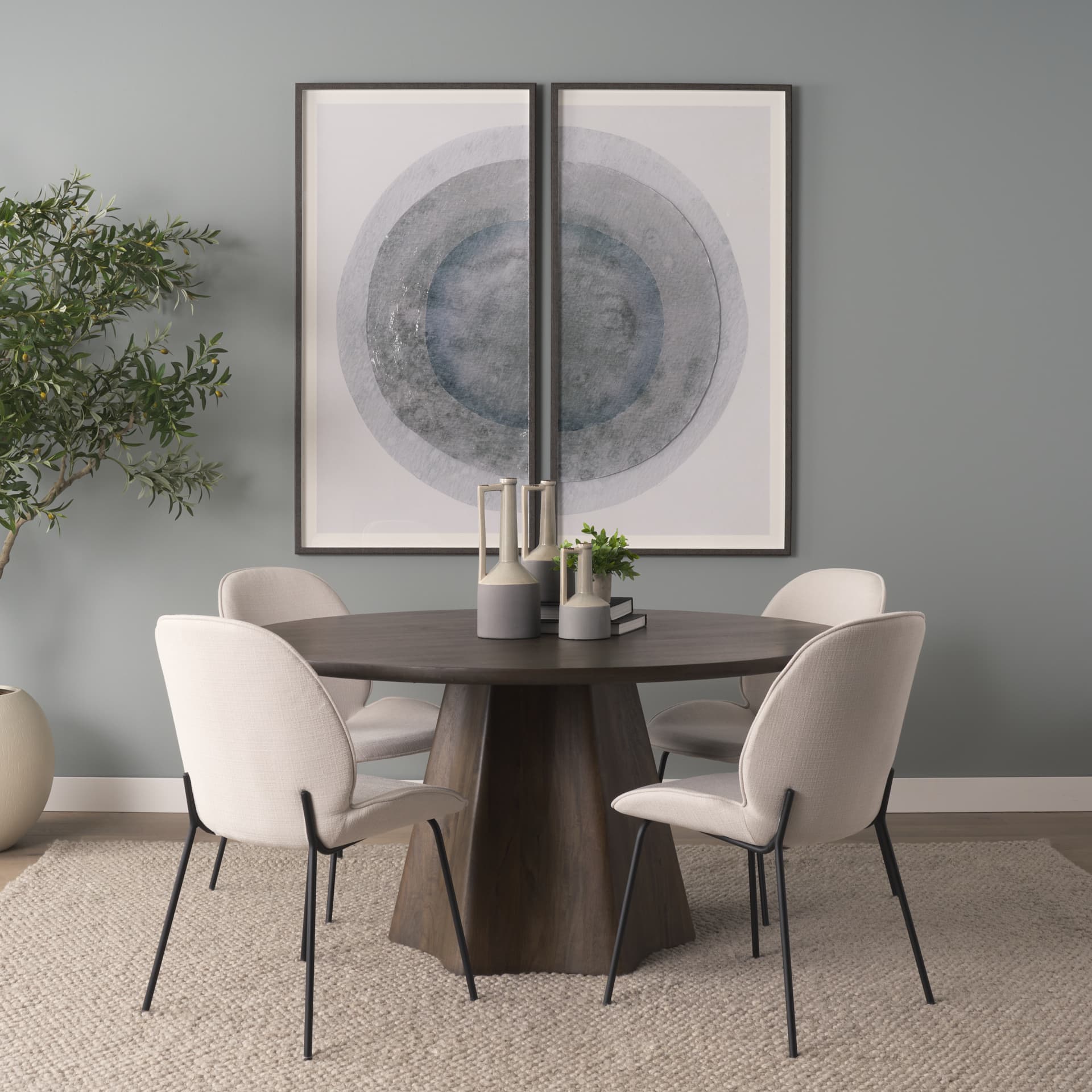 Jovani 60" Round Pedestal Dining Table | Modern | Dark Brown Wood | Seats 6 — product photograph