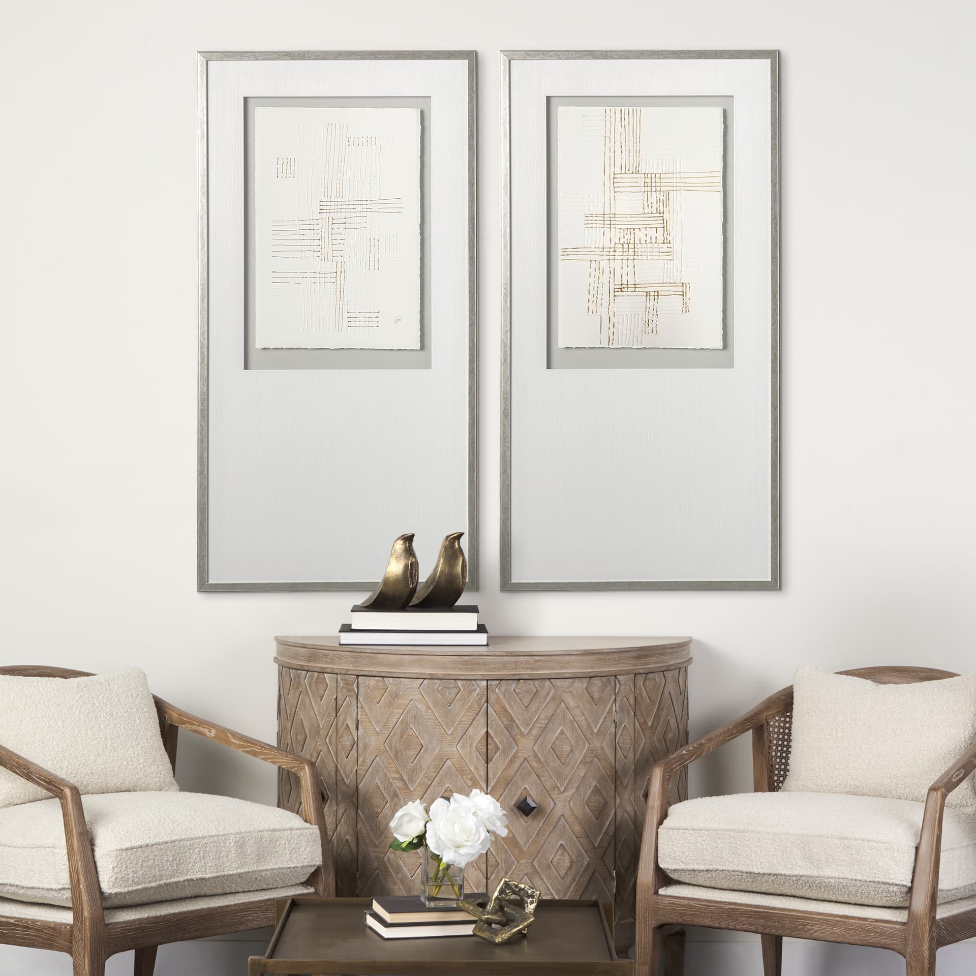Stave I by Studio M a handmade Original Framed Artwork under Glass — in a styled room