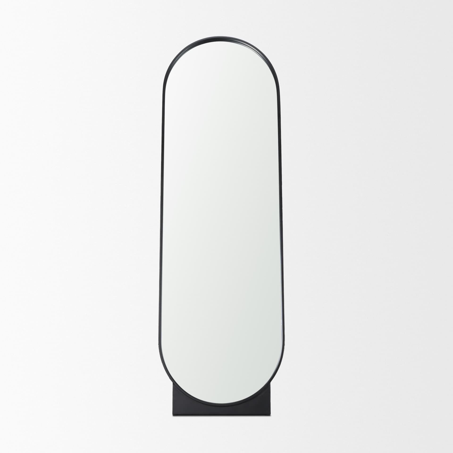 Tillie Oblong Matte Black Metal Standing Floor Mirror — product photograph