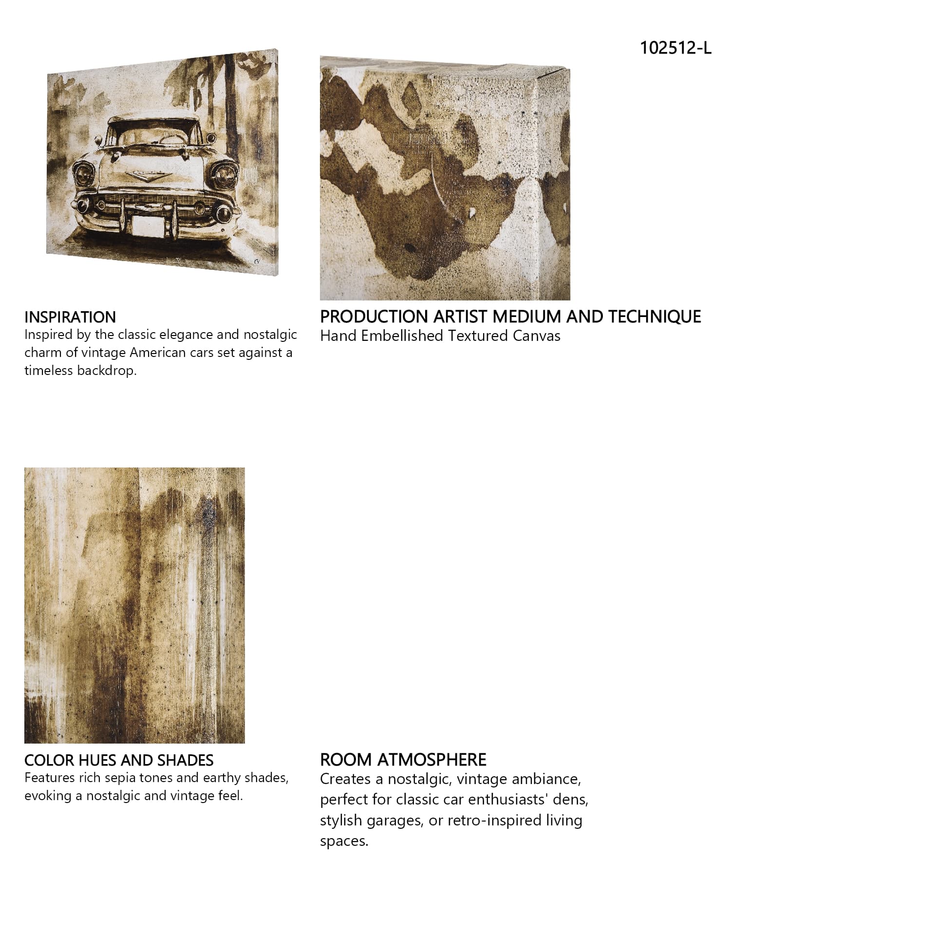 Vintage Car Picture IV by Mercana Studio a Hand Embellished Textured Canvas — in a styled room
