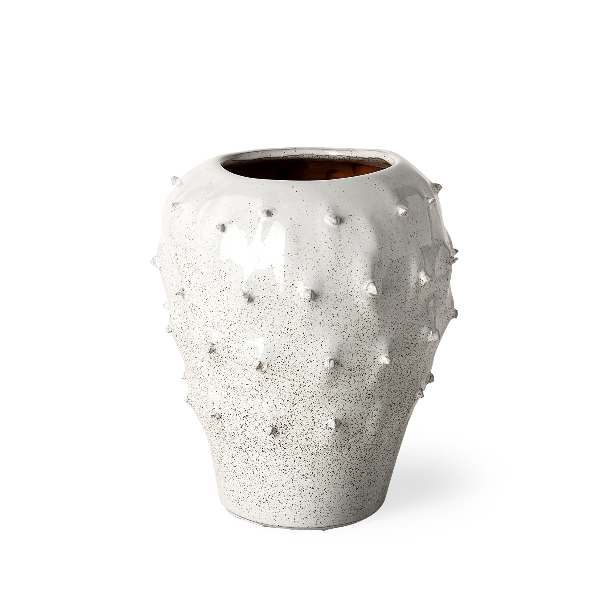 Julian Small Glossy White Ceramic Spoked Vase — product photograph