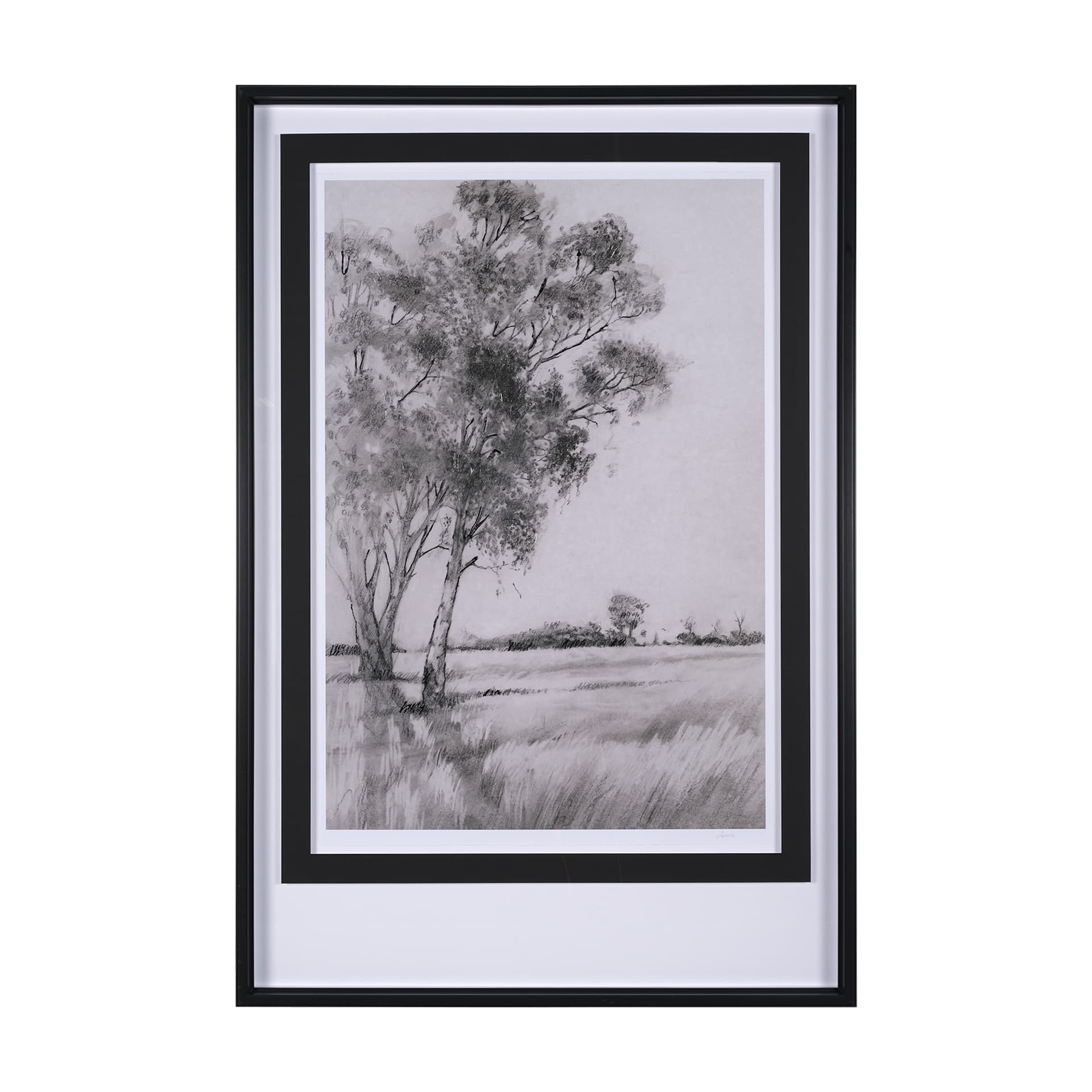 Serene View by Mercana Studio a Hand Embellished Textured Framed Art Print Matted under Glass — product photograph