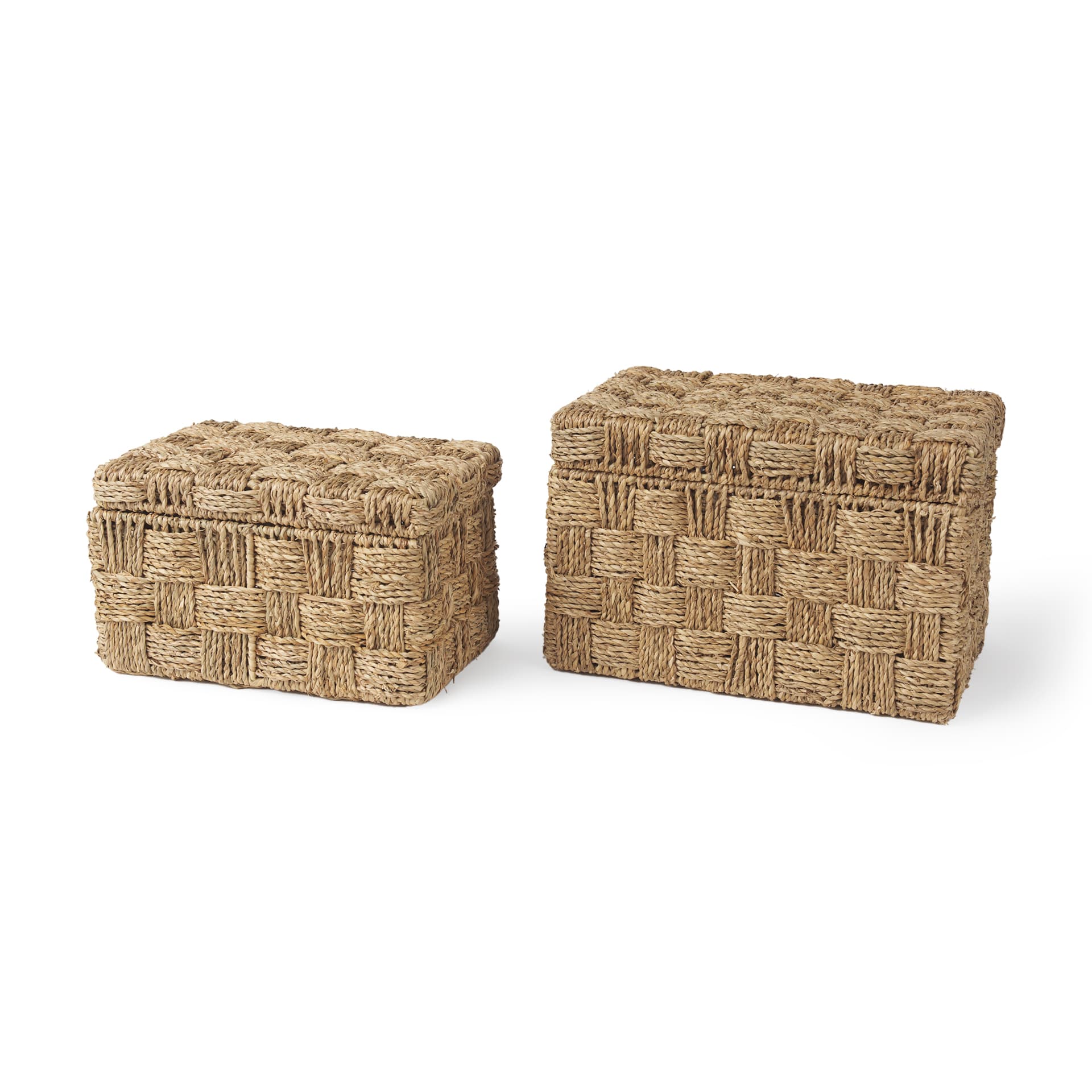 Hanalei Set of 2 Seagrass Boxes with Lids — product photograph