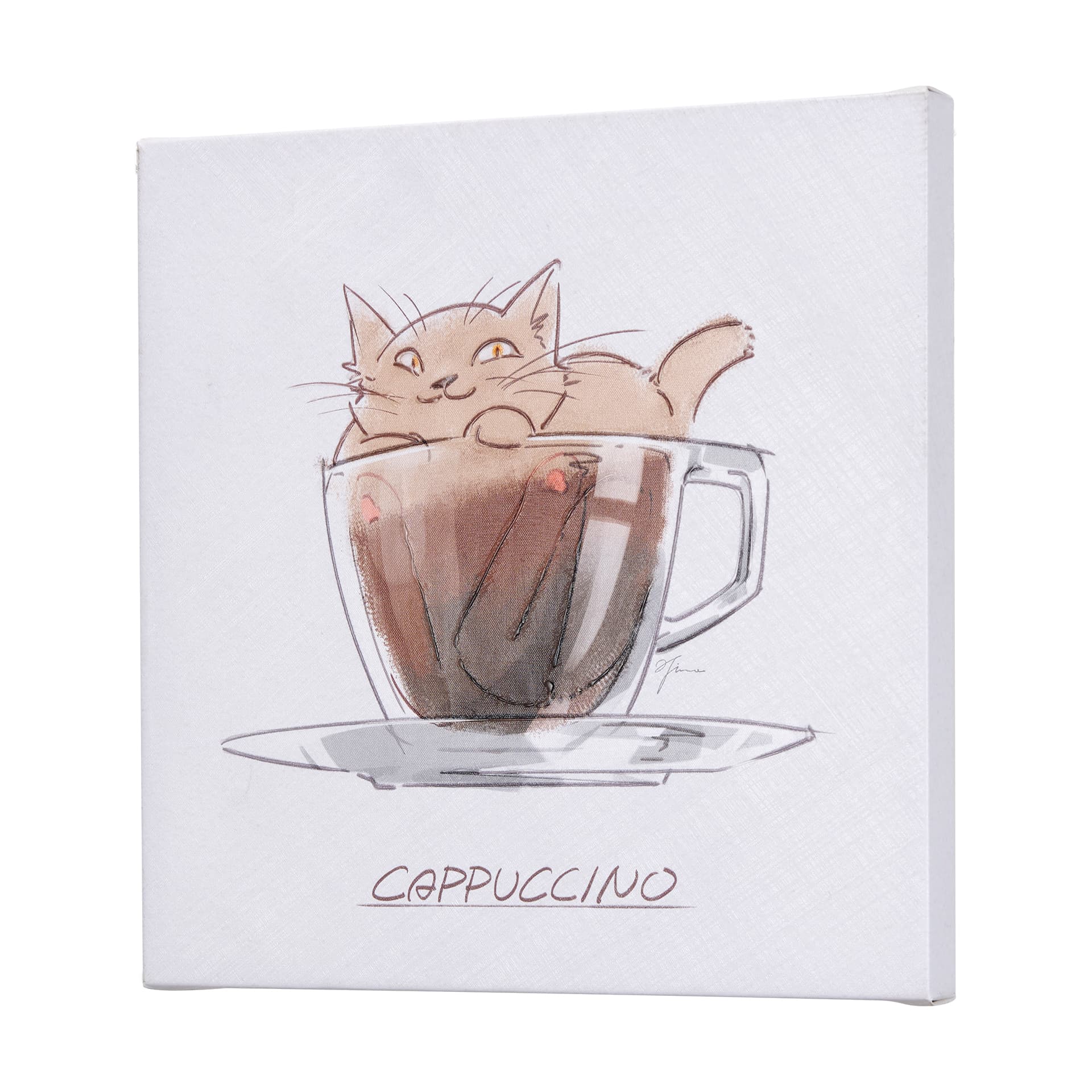 Coffee Cat II by Mercana Studio a Hand Embellished Textured Canvas — product photograph