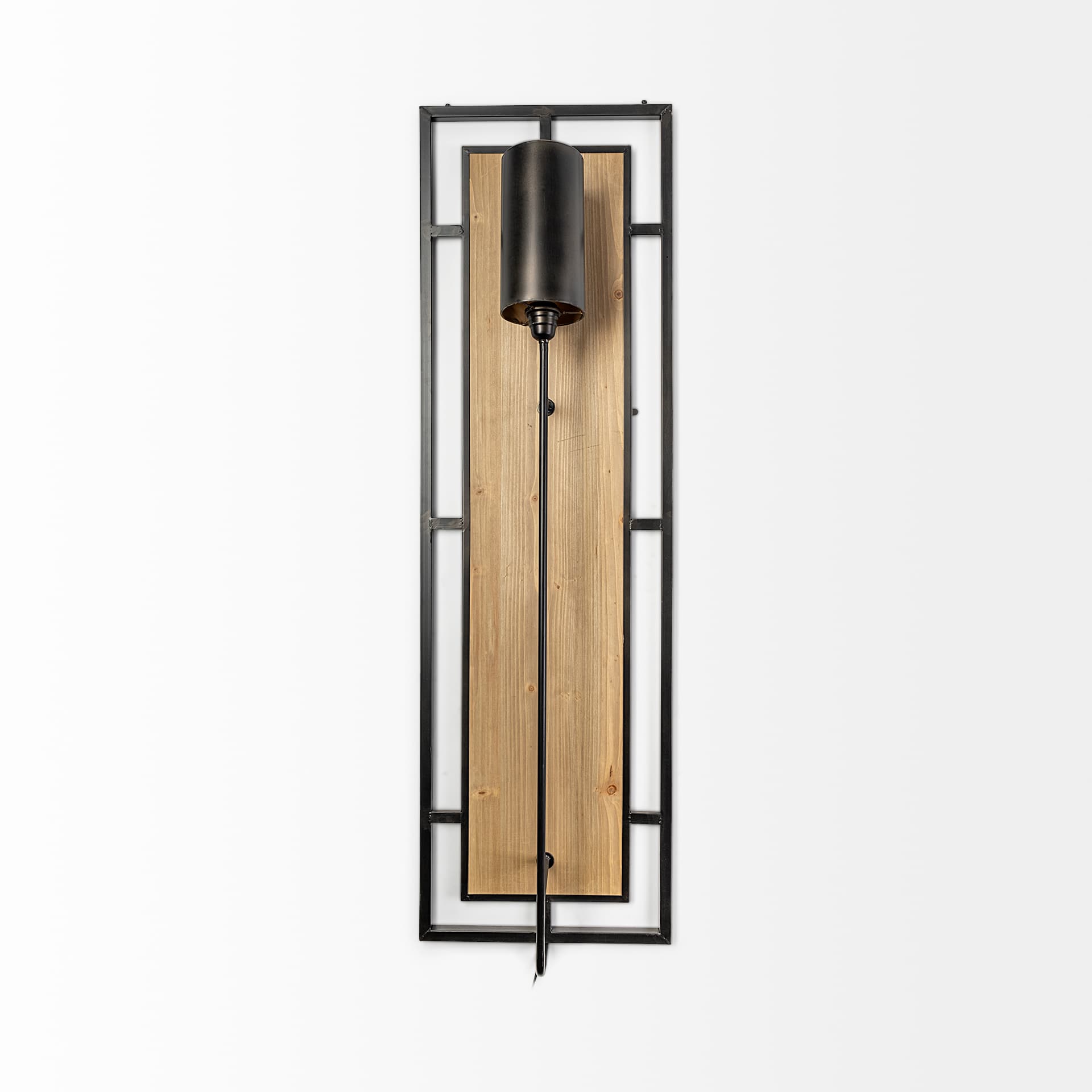 Cleo 16.9x57.1 Black Metal and Wood Rectangular Wall Sconce — product photograph