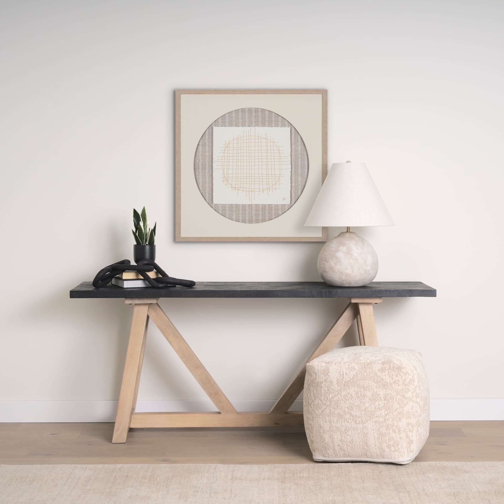 String Net I by Studio M a handmade Original Framed 3D Textured Artwork under Glass — in a styled room