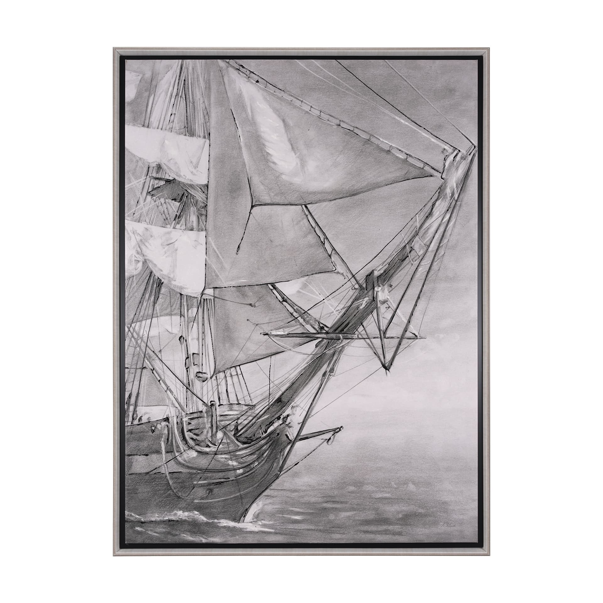 Tall Ship I by Mercana Studio a Hand Embellished Textured Framed Canvas — product photograph