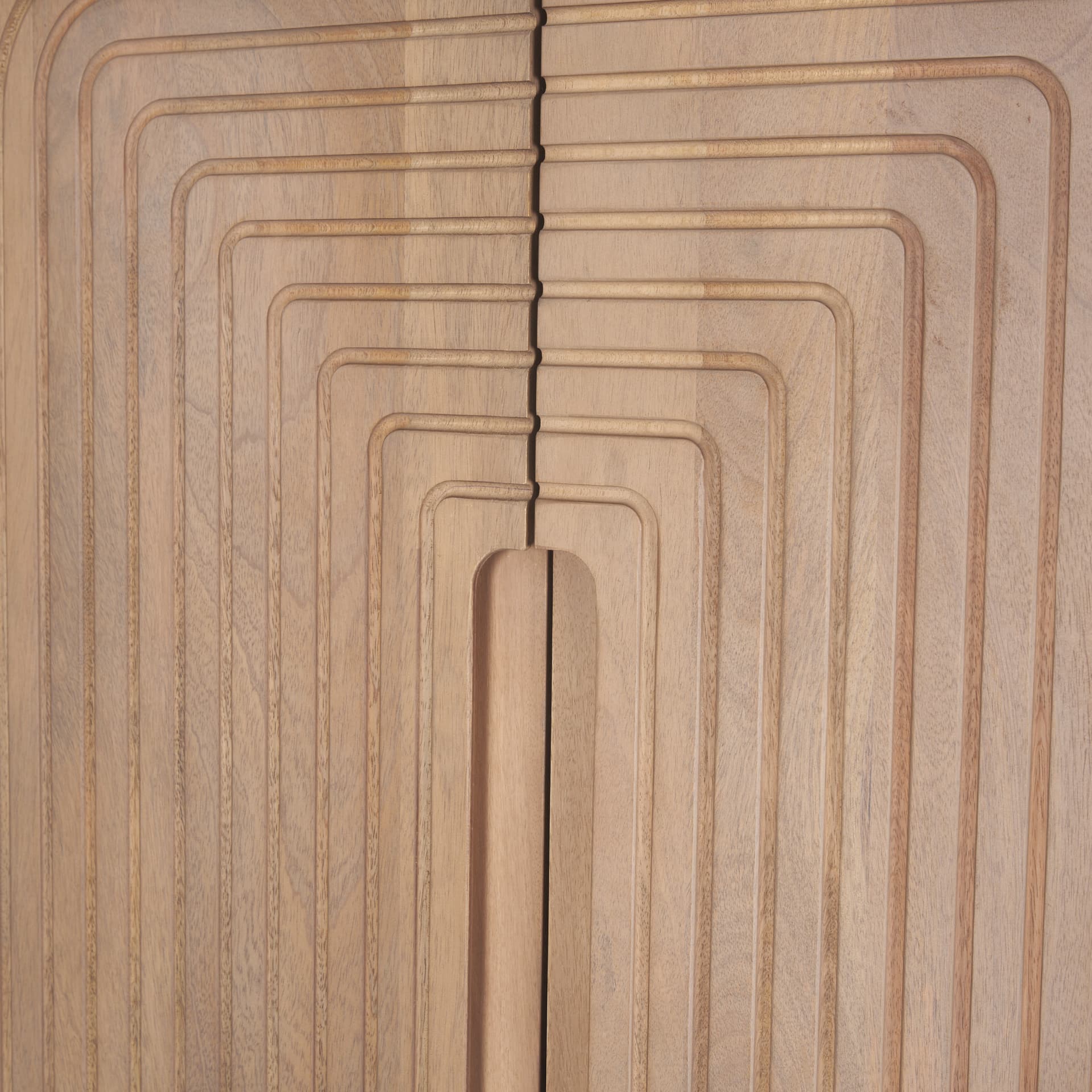 Sorina Reverse Fluted Light Brown Wood Curio Cabinet — product photograph
