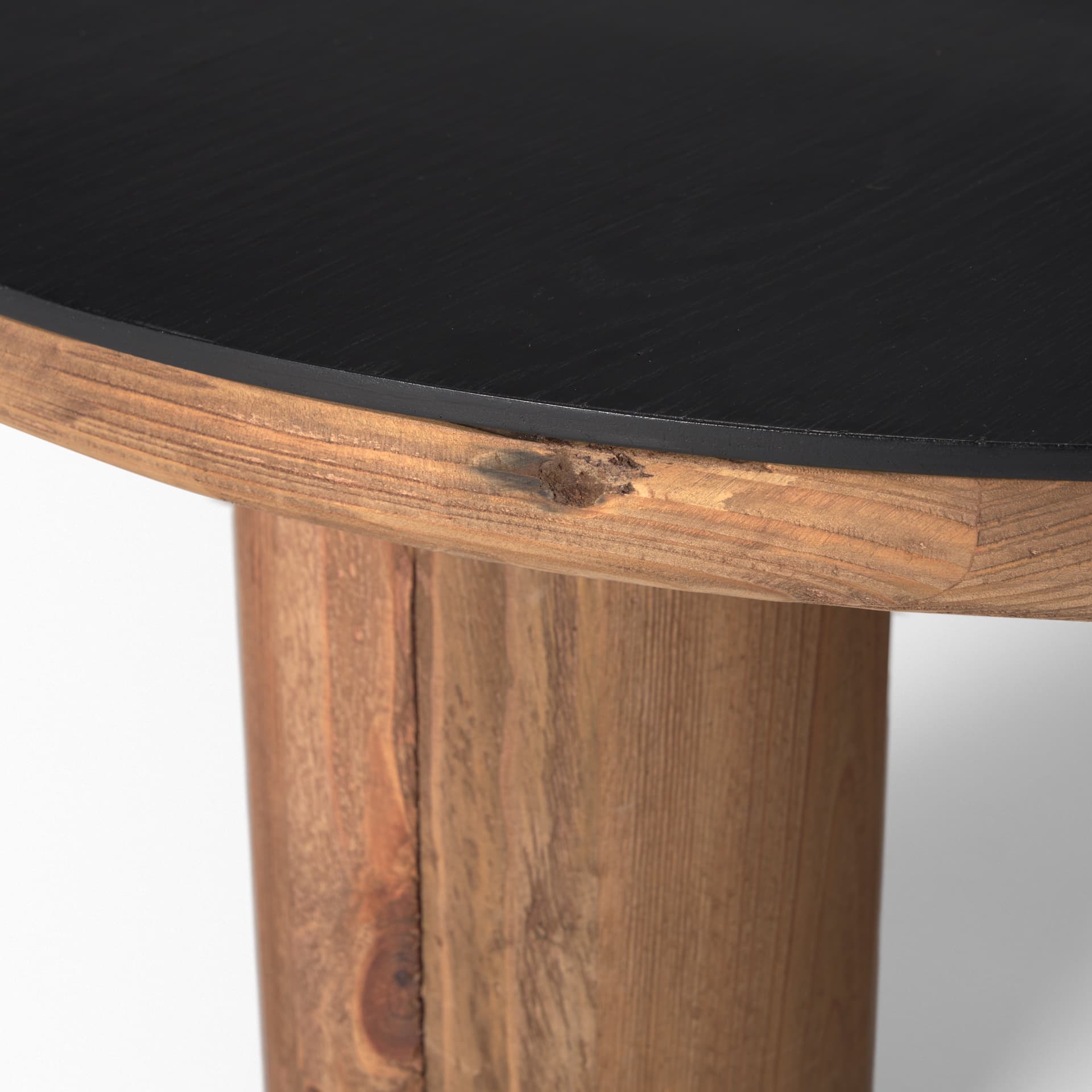 Tucson Natural Wood w/ Round Black Oak Top Coffee Table — product photograph