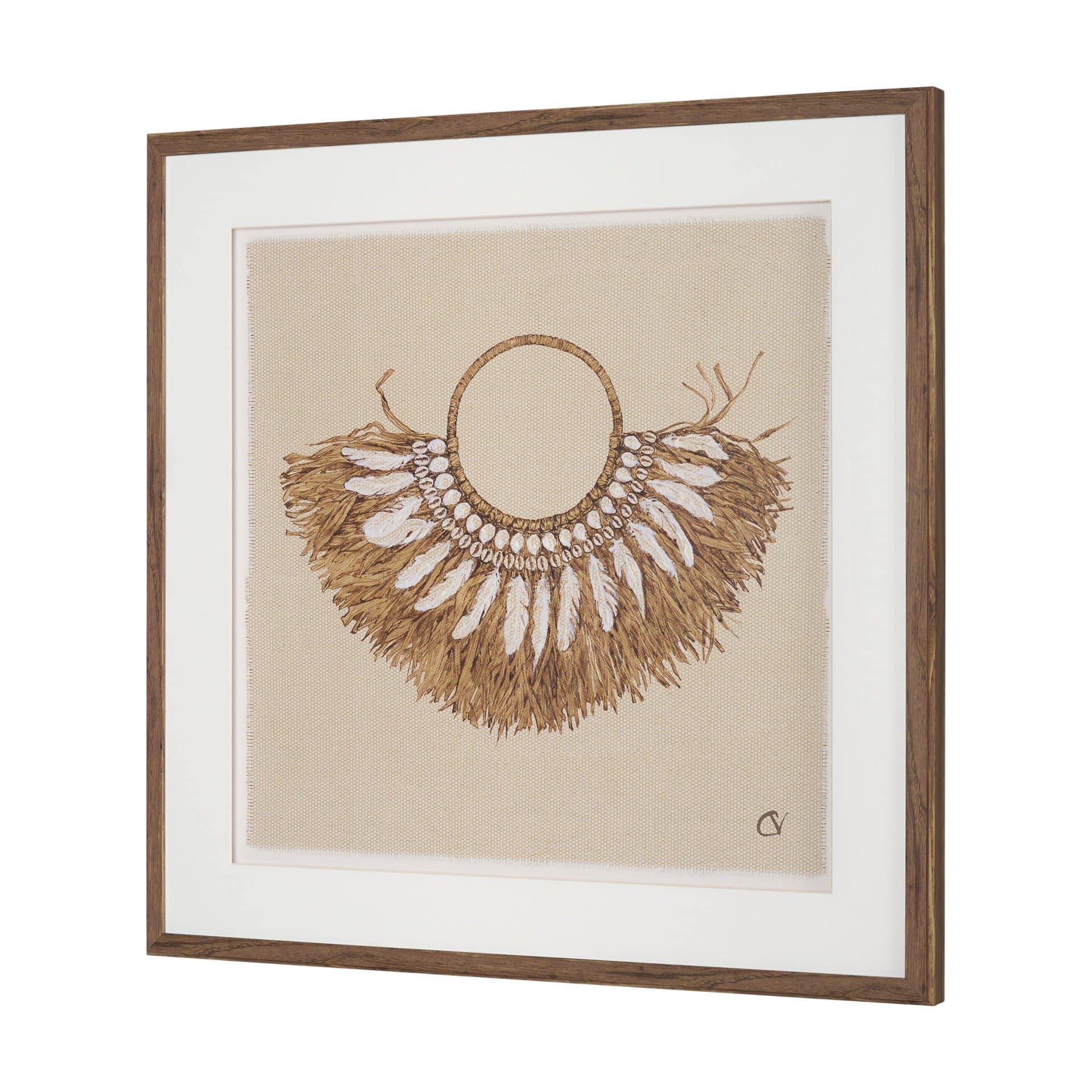 Papua Necklace II by Mercana Studio Hand-Embellished Textured Framed Artwork Matted under Glass — product photograph