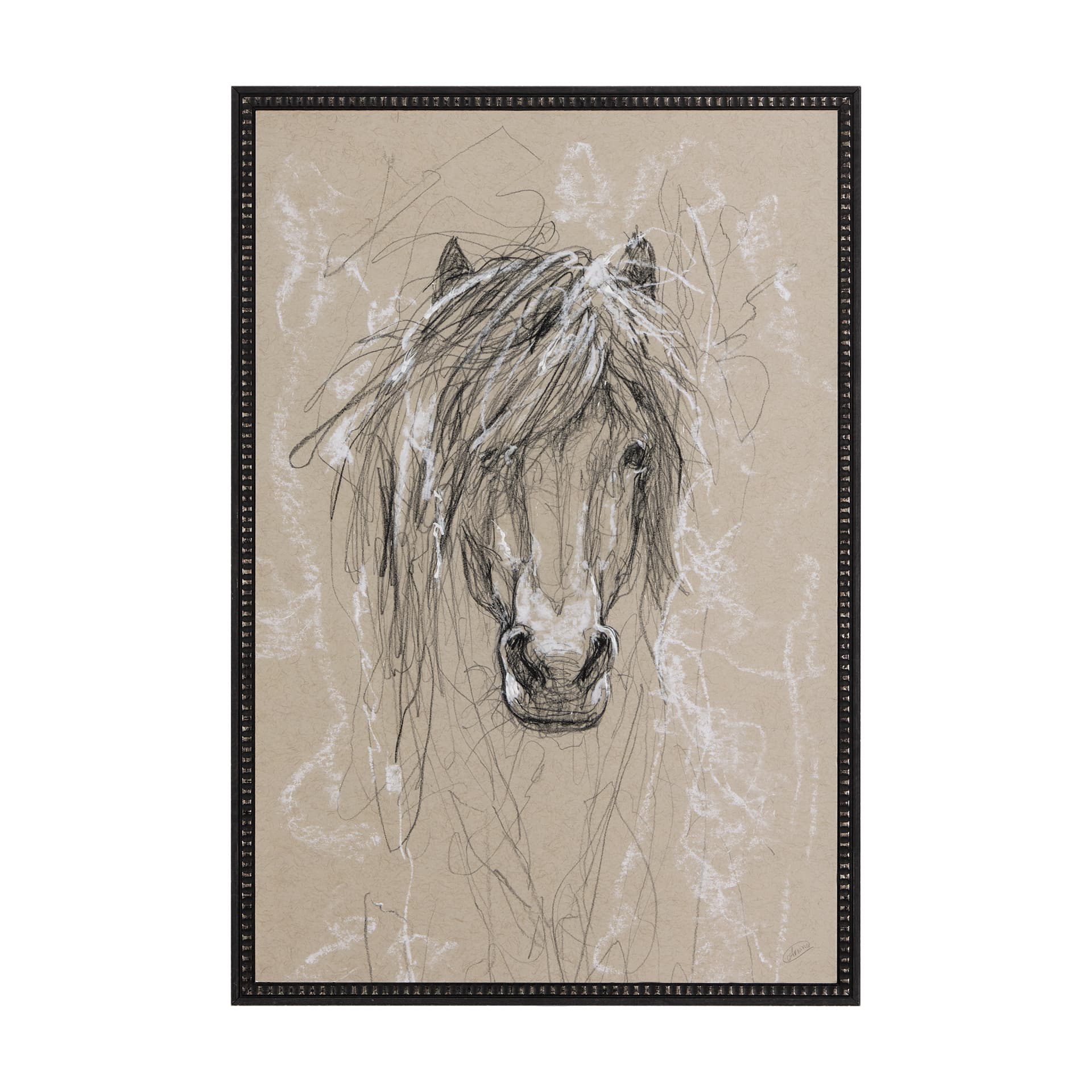 Sketch of Animal VI (Pony) by Mercana Studio Hand Embellished Framed Art Print Matted under Glass — product photograph