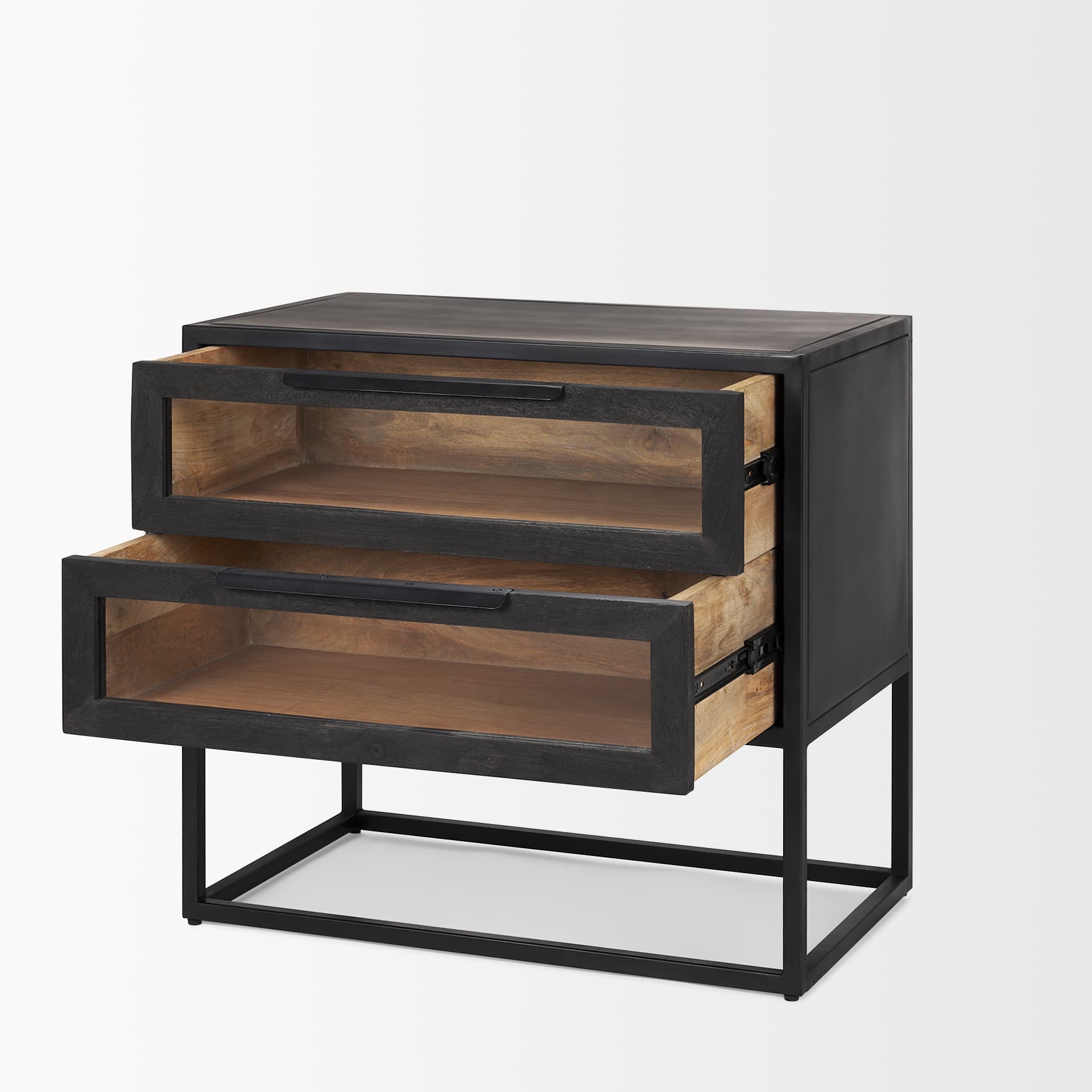 Sloan Black Wood W/Black Metal Frame Side Table — product photograph