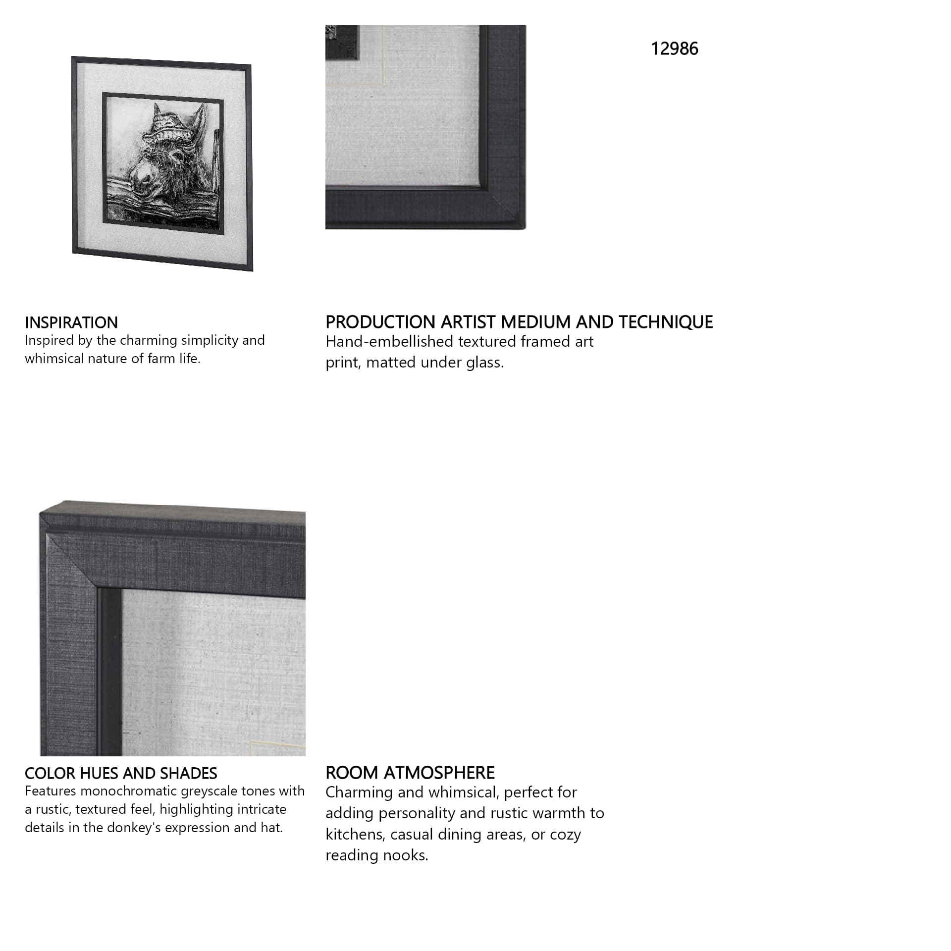 Donkey I by Mercana Studio a Hand Embellished Textured Framed Art Print Matted under Glass — in a styled room